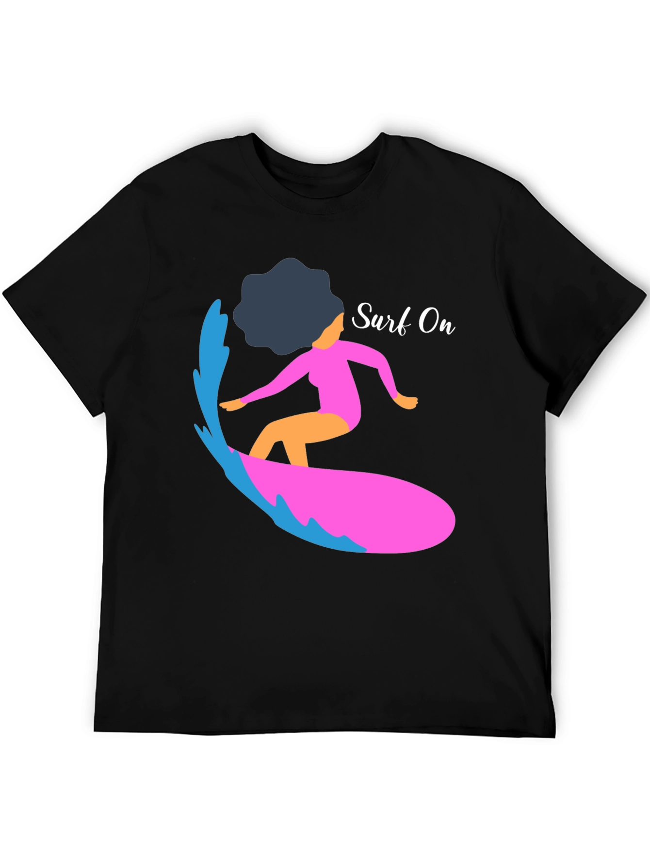 Surf On Graphic Tee - Mens Casual Black T-Shirt