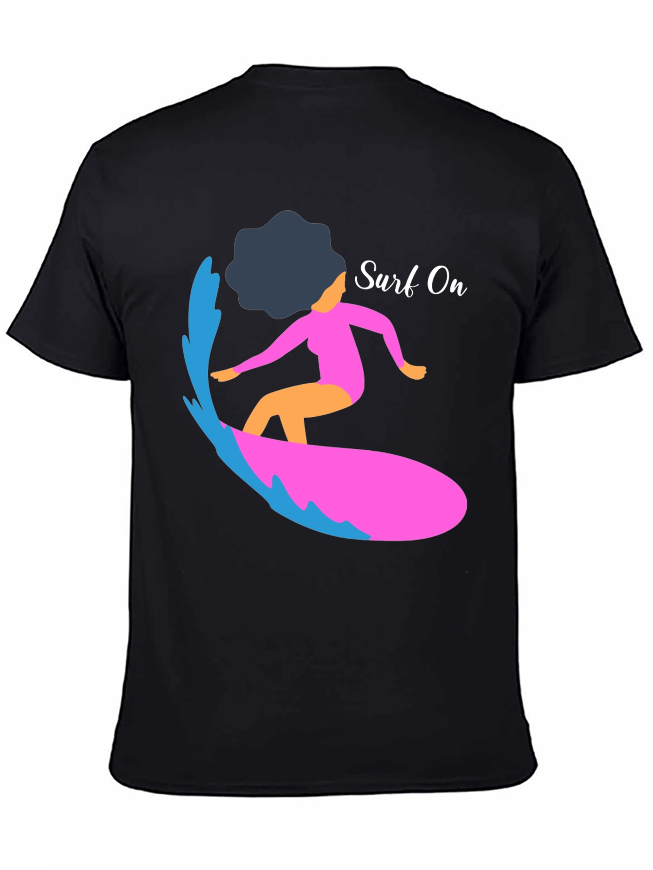 Surf On Graphic Tee - Mens Casual Black T-Shirt