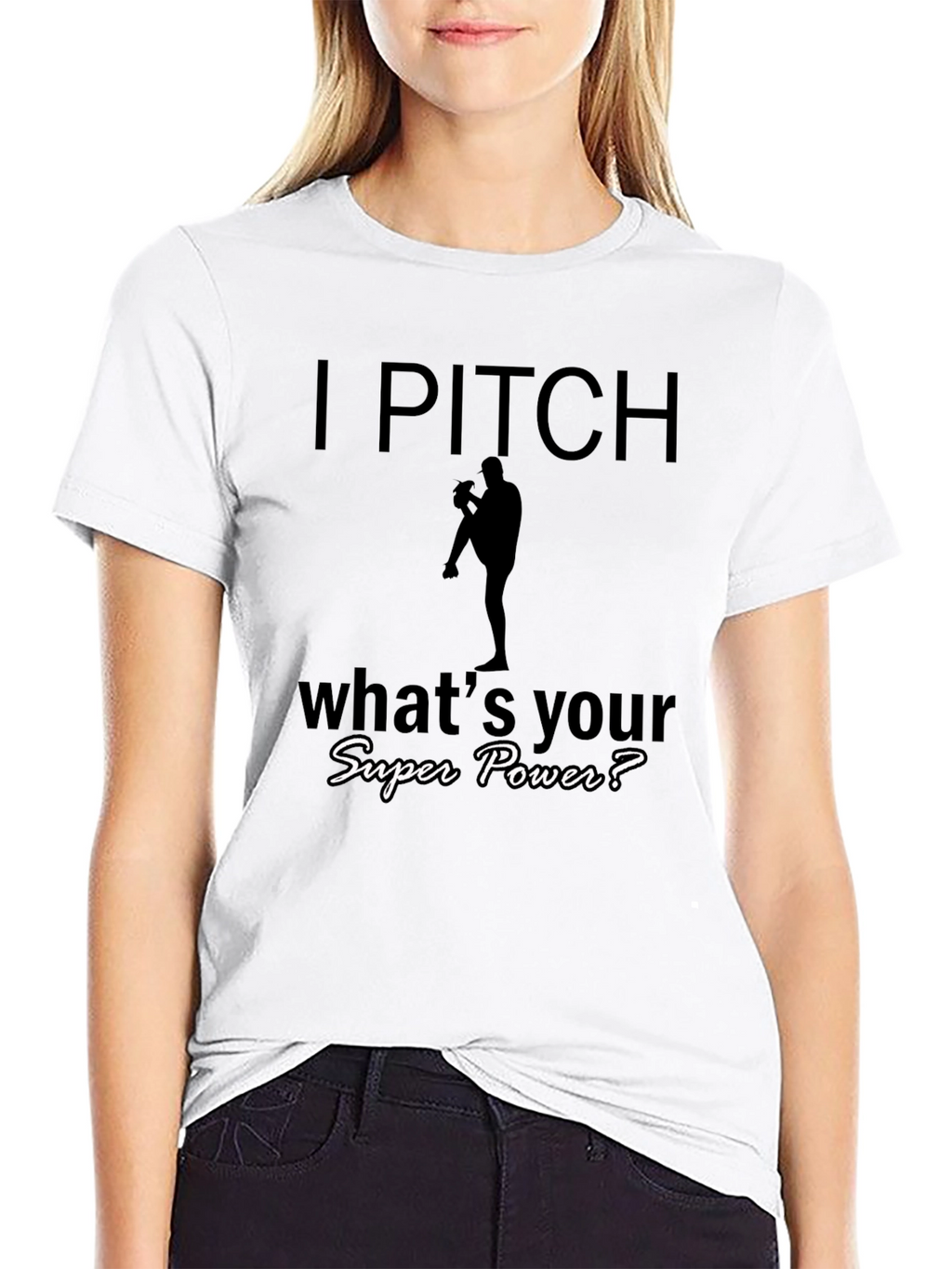 I Pitch Whats Your Superpower Baseball T-Shirt