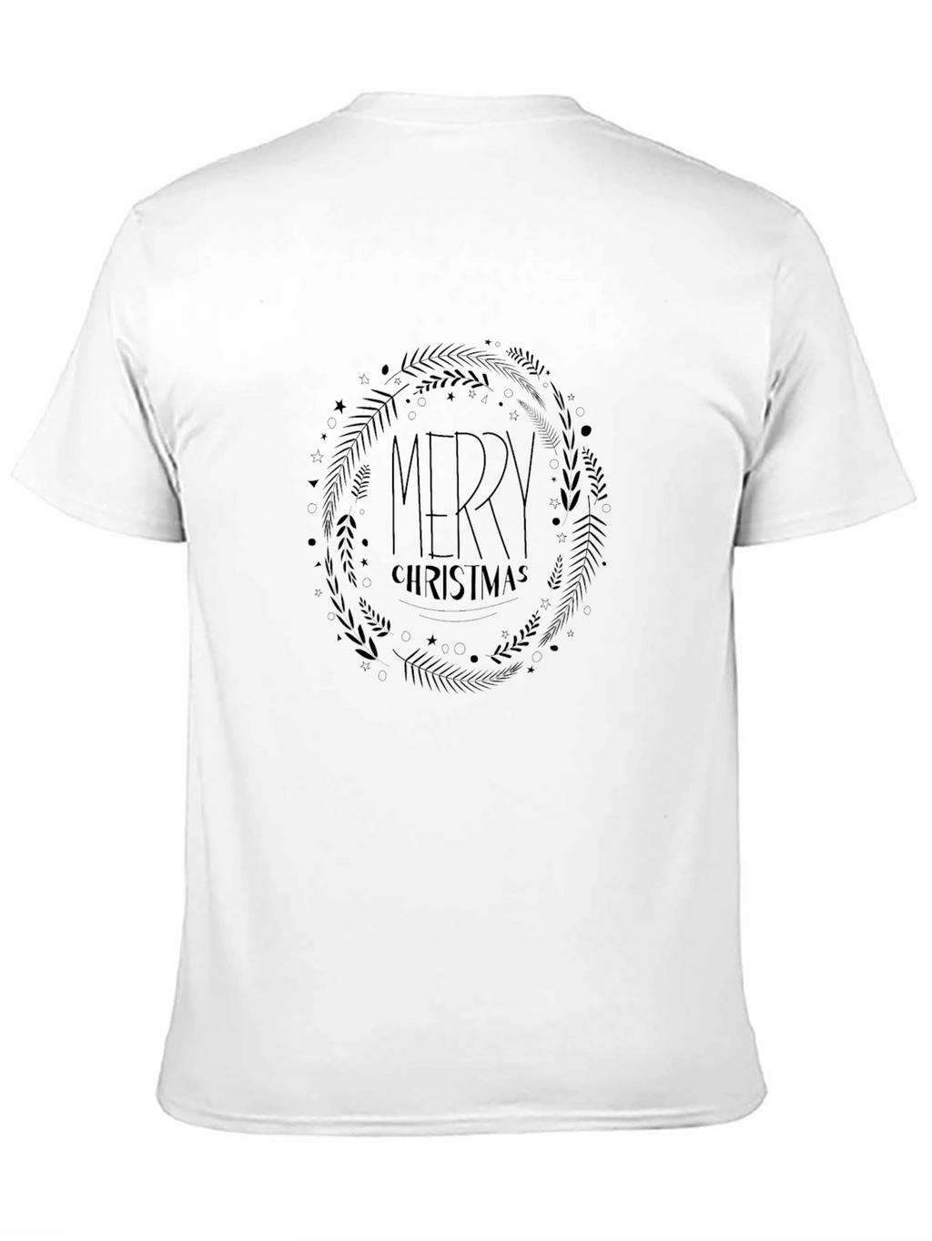 Merry Christmas Wreath Graphic Tee - Black