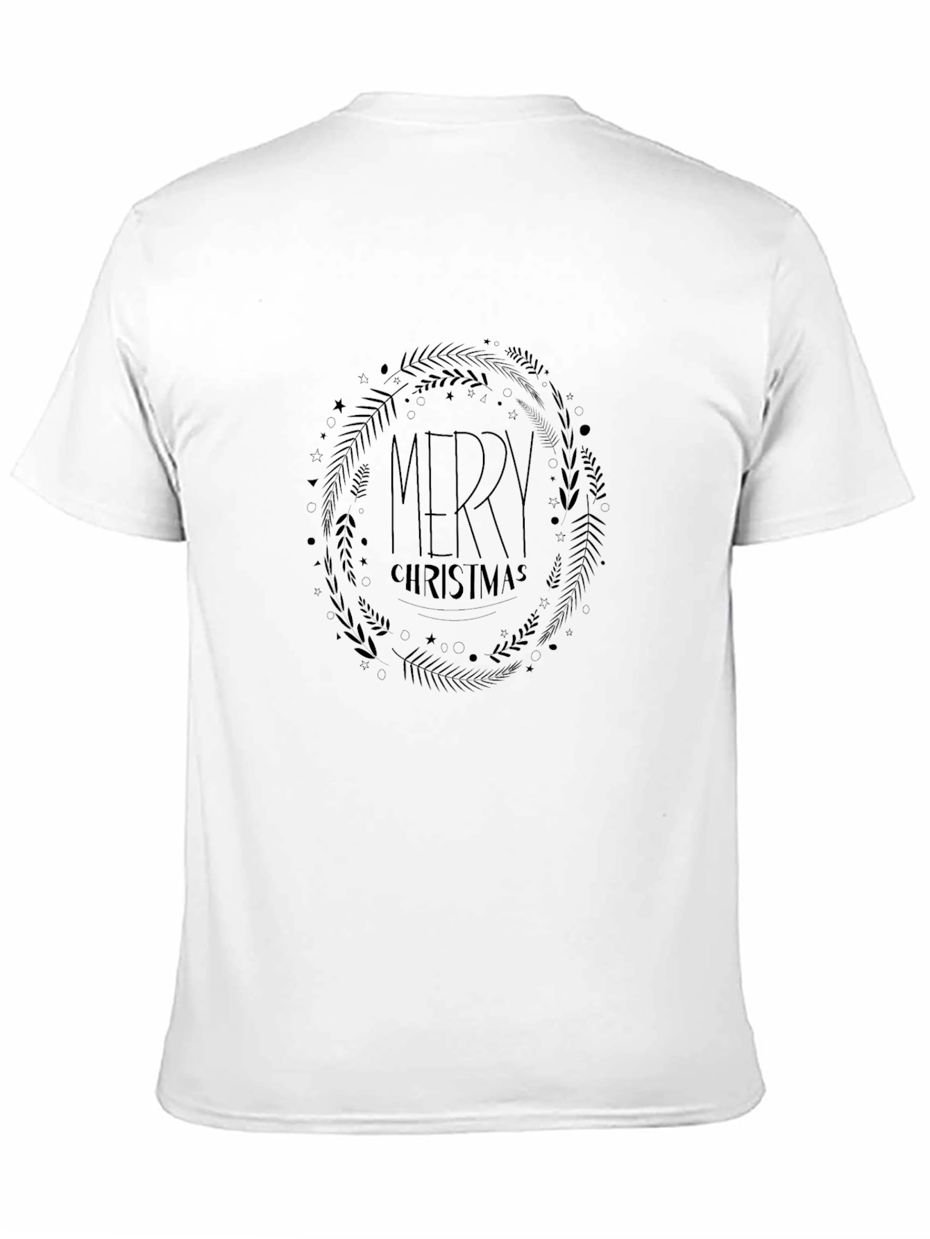Merry Christmas Wreath Graphic Tee - Black