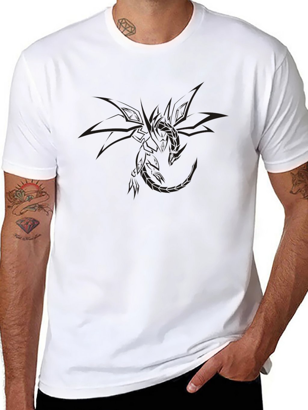 Mens Black Dragon Graphic Tee - Casual Comfort