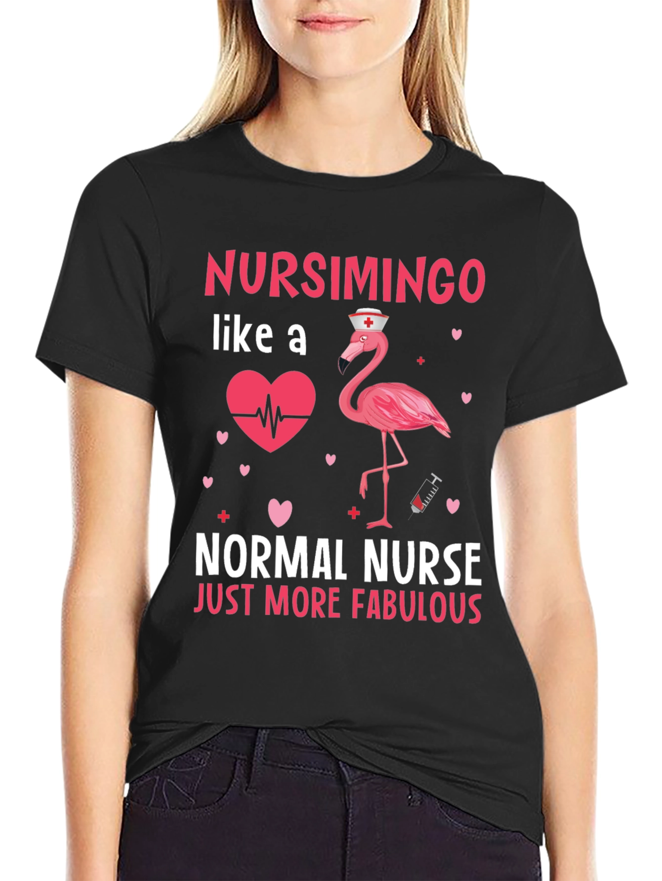 Nursimingo Nurse T-Shirt - Fabulous Flamingo Design