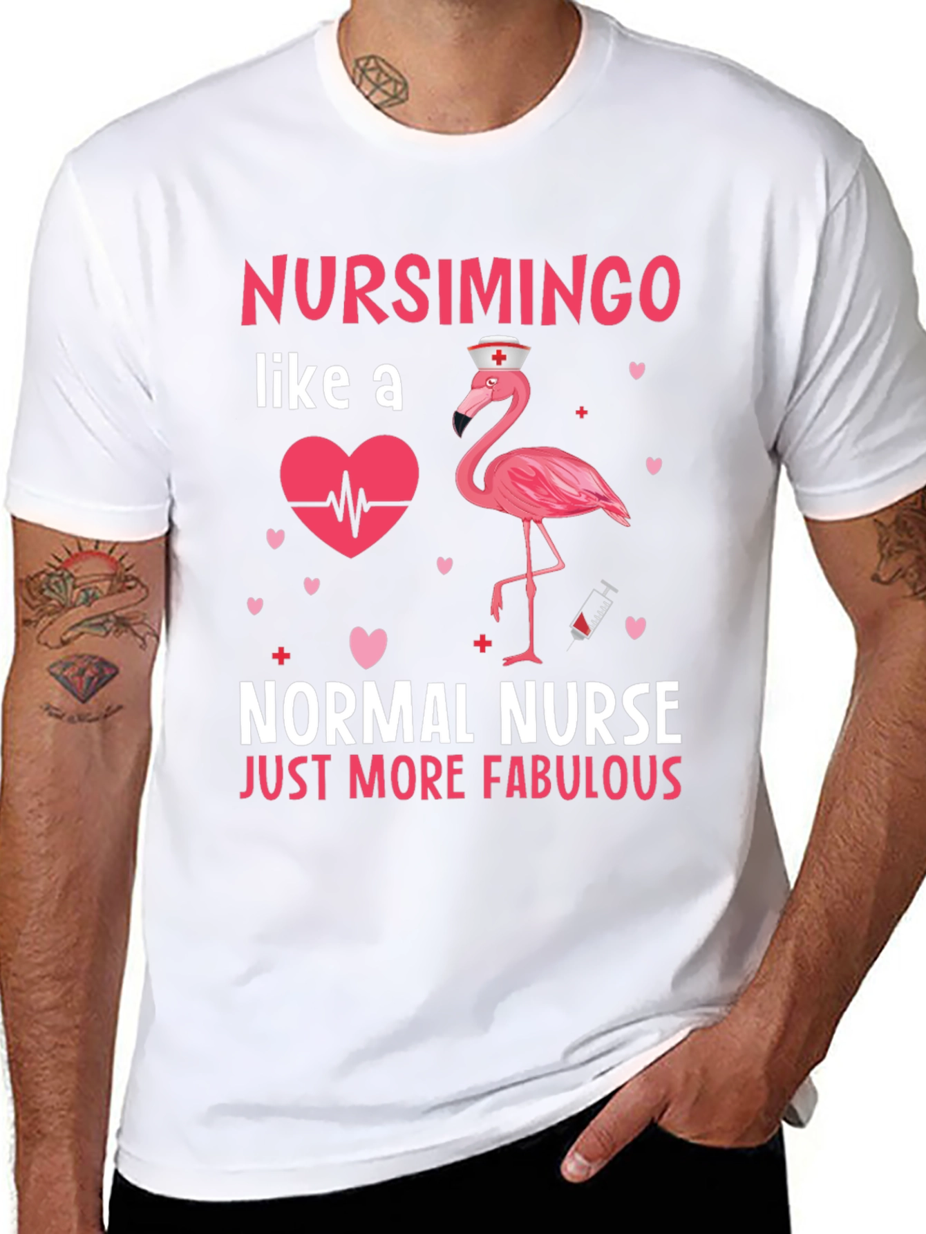 Nursimingo Nurse T-Shirt - Fabulous Flamingo Design
