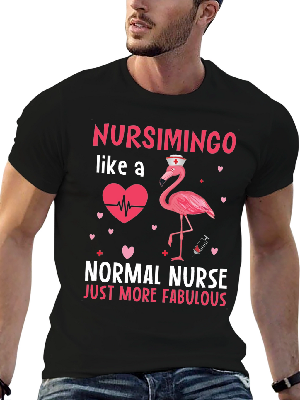 Nursimingo Nurse T-Shirt - Fabulous Flamingo Design