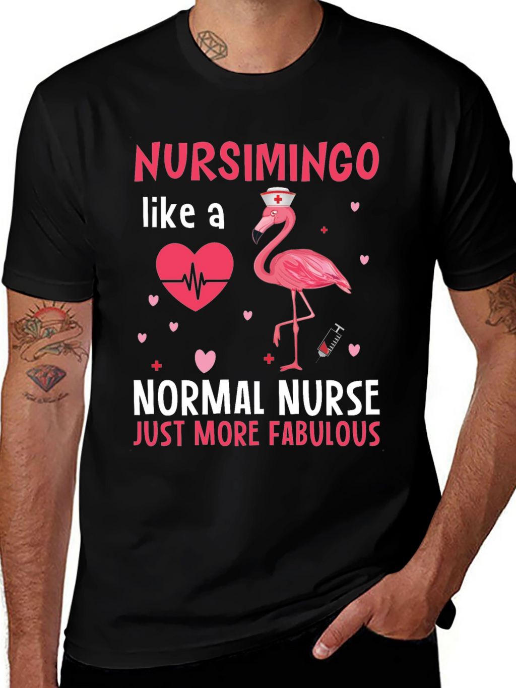 Nursimingo Nurse T-Shirt - Fabulous Flamingo Design