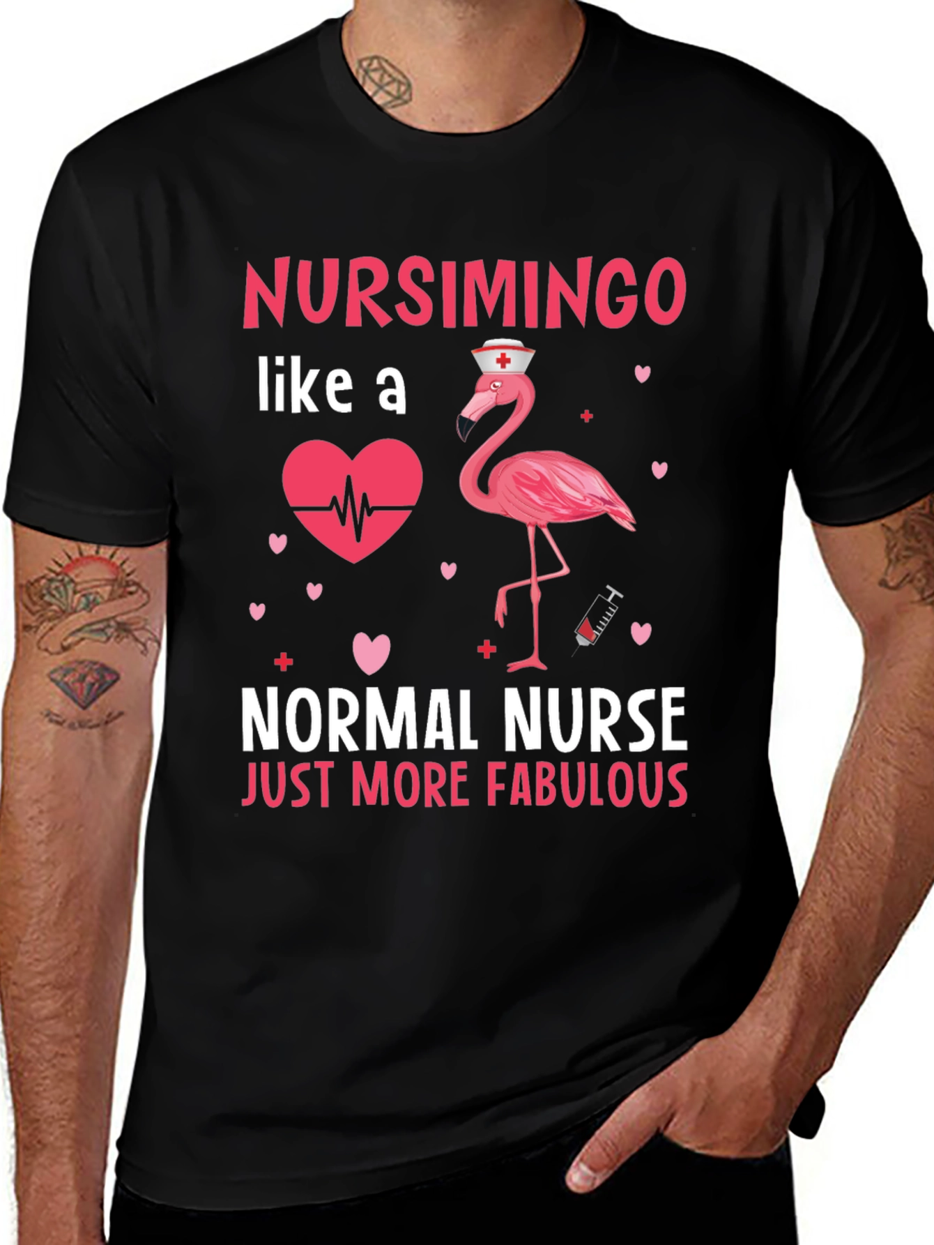 Nursimingo Nurse T-Shirt - Fabulous Flamingo Design