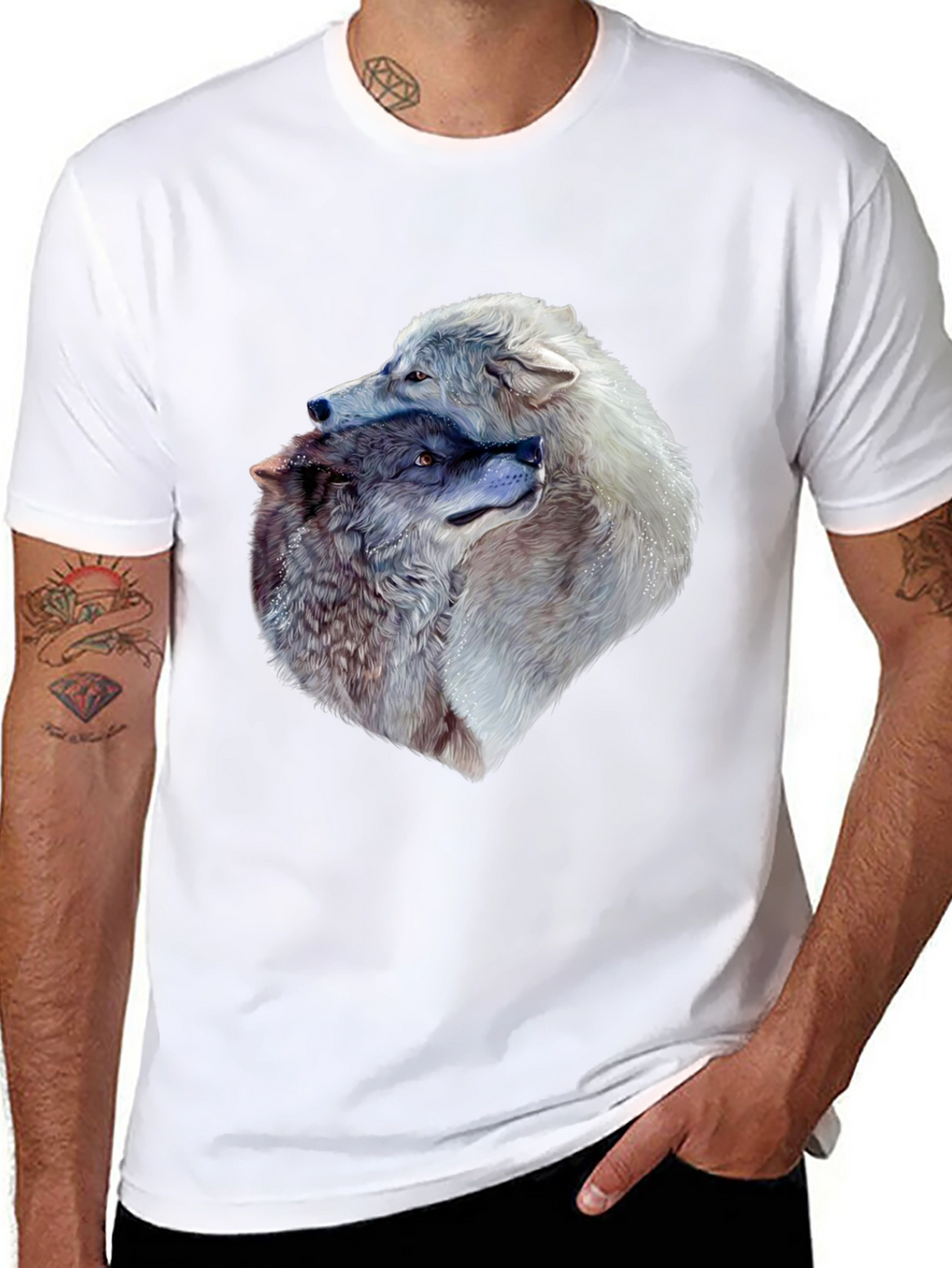 Wolf Pack Graphic Tee - Black Cotton T-Shirt