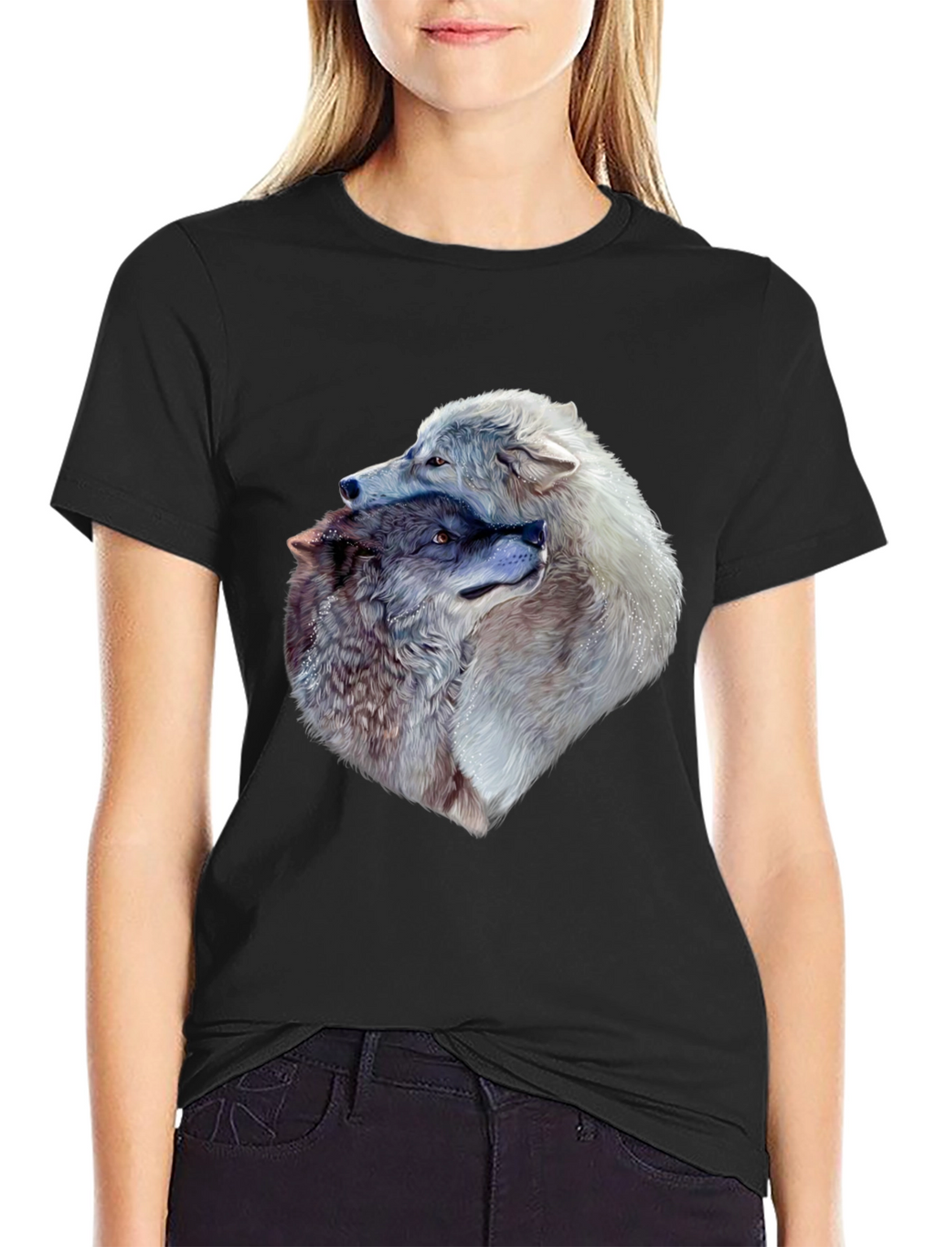 Wolf Pack Graphic Tee - Black Cotton T-Shirt