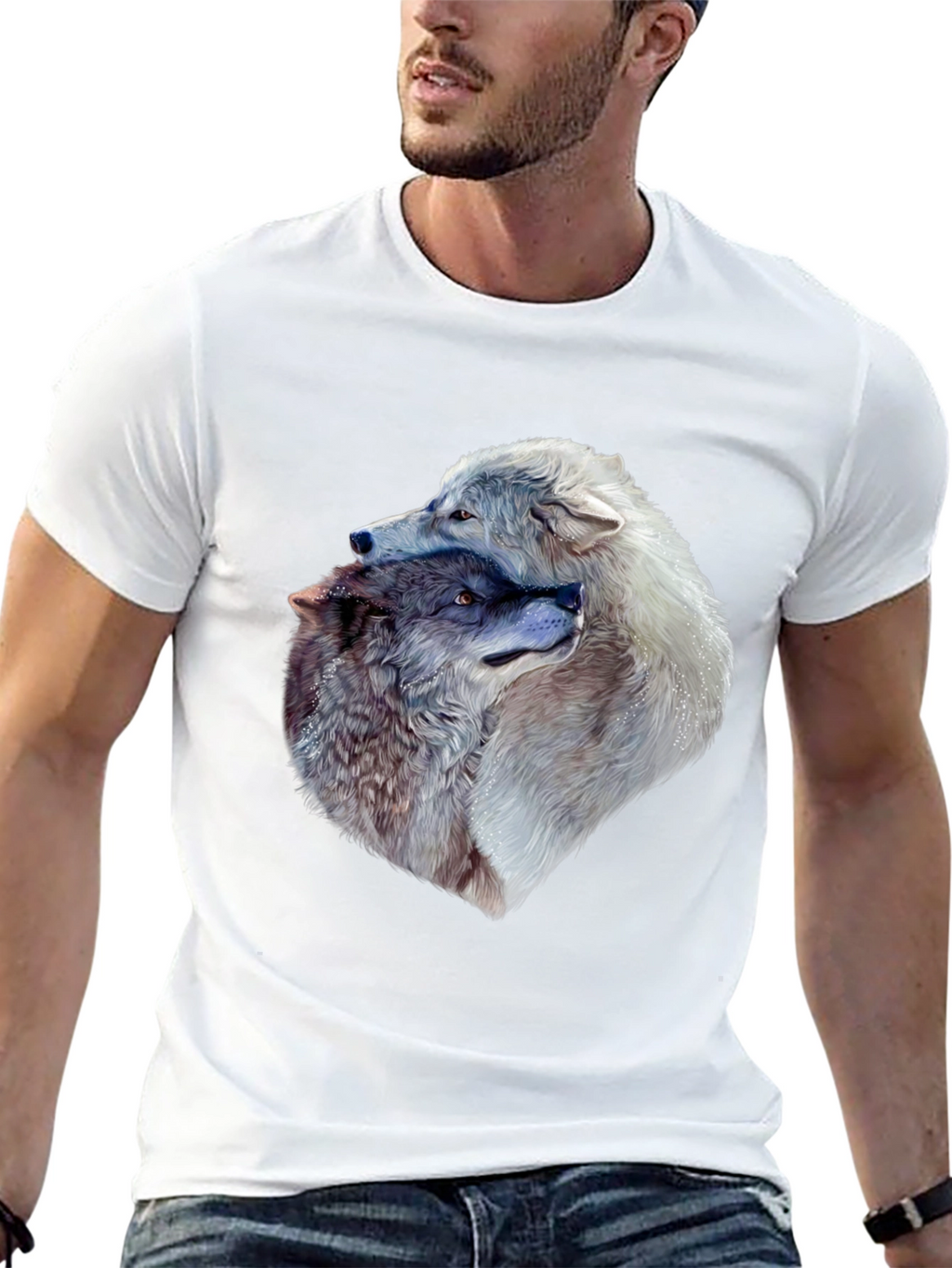 Wolf Pack Graphic Tee - Black Cotton T-Shirt