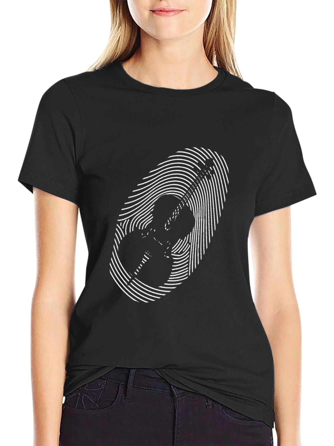 Guitar Fingerprint T-Shirt - Black Music Tee