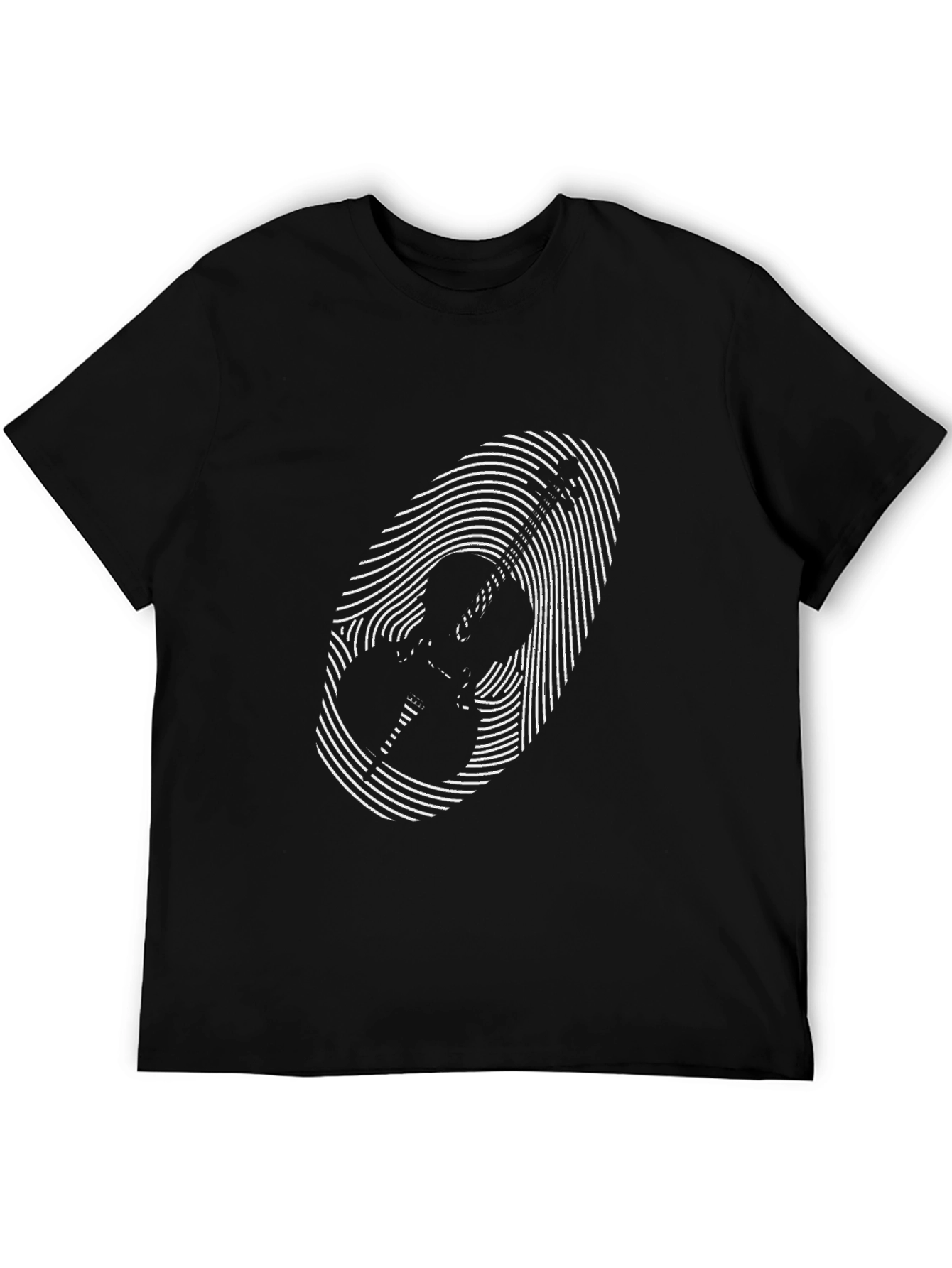 Guitar Fingerprint T-Shirt - Black Music Tee