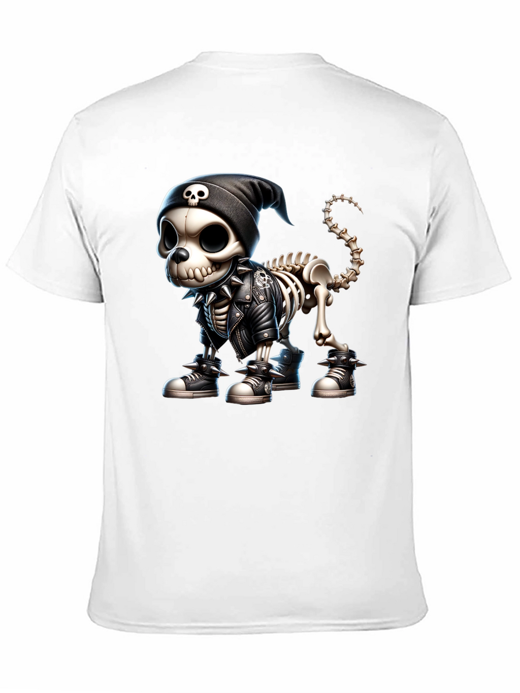 Skeleton Dog in Punk Rock Style Graphic Tee