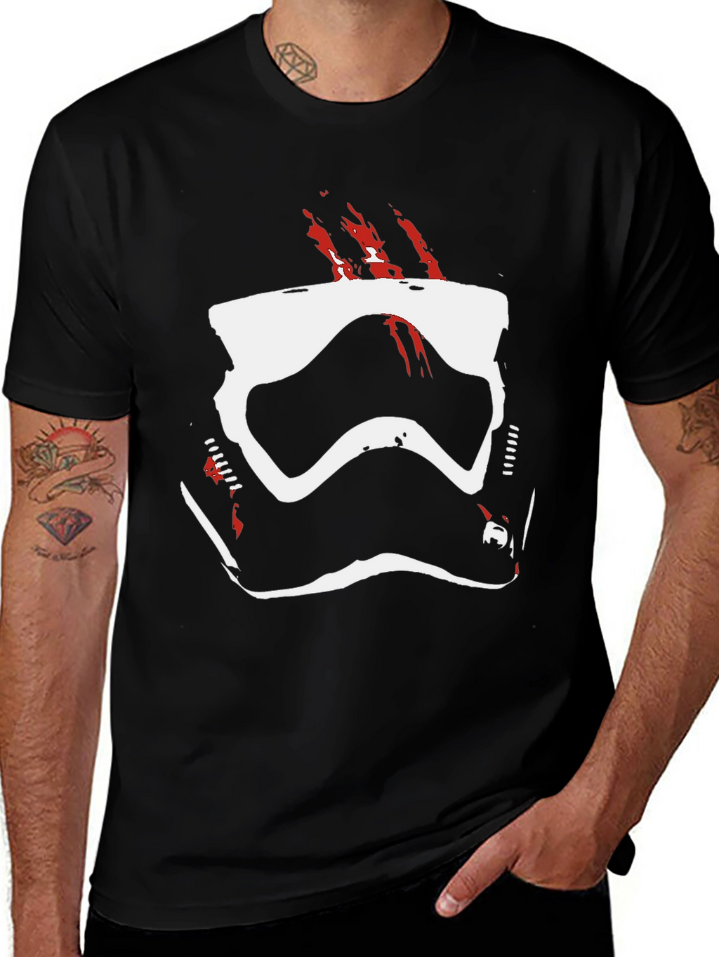 Stormtrooper Helmet Graphic Tee - Black Cotton Blend