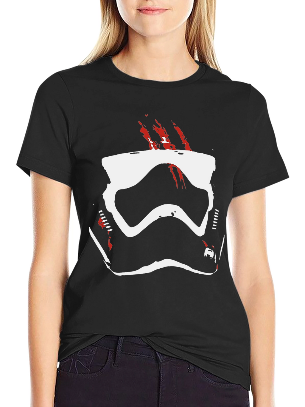 Stormtrooper Helmet Graphic Tee - Black Cotton Blend