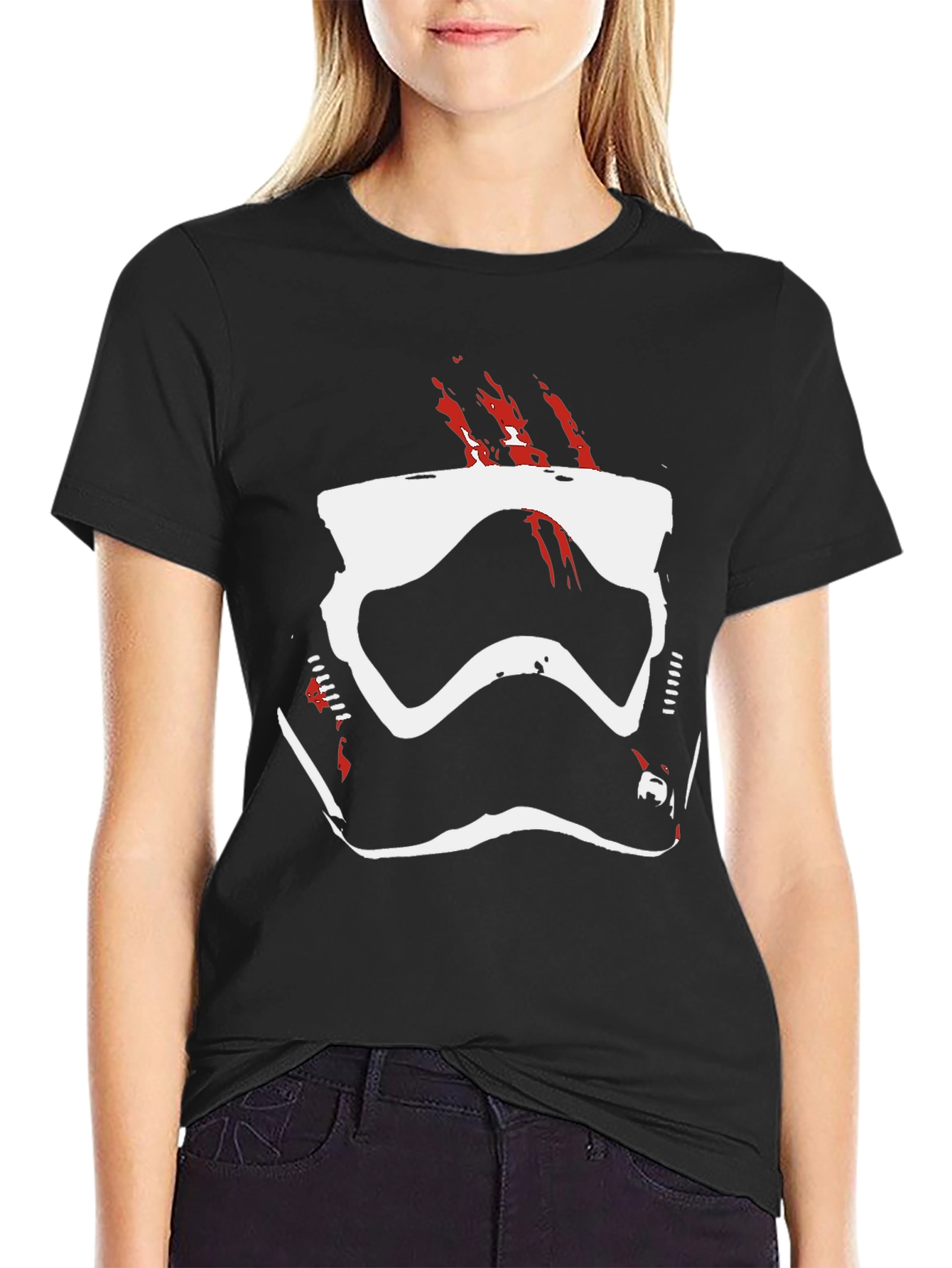 Stormtrooper Helmet Graphic Tee - Black Cotton Blend