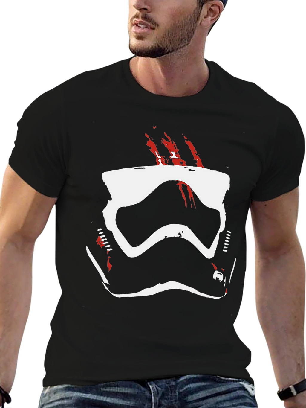 Stormtrooper Helmet Graphic Tee - Black Cotton Blend