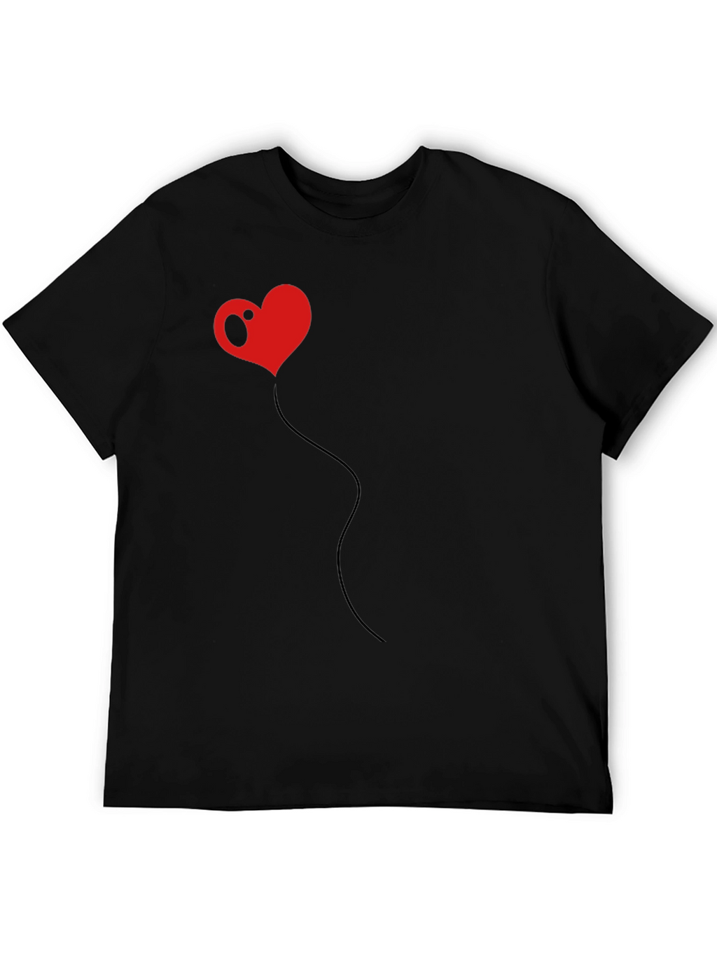Heart Balloon Black T-Shirt - Unique Design
