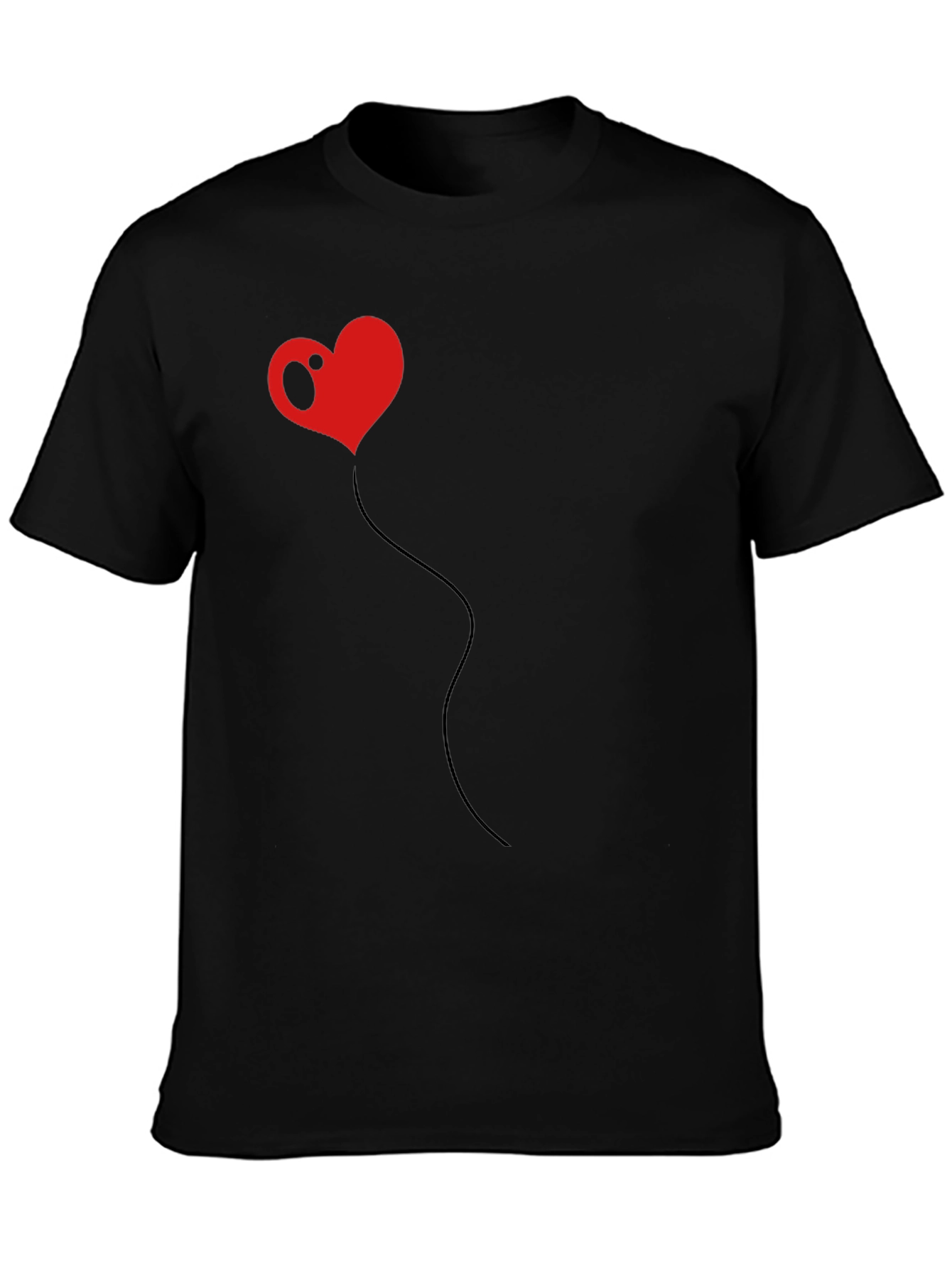 Heart Balloon Black T-Shirt - Unique Design
