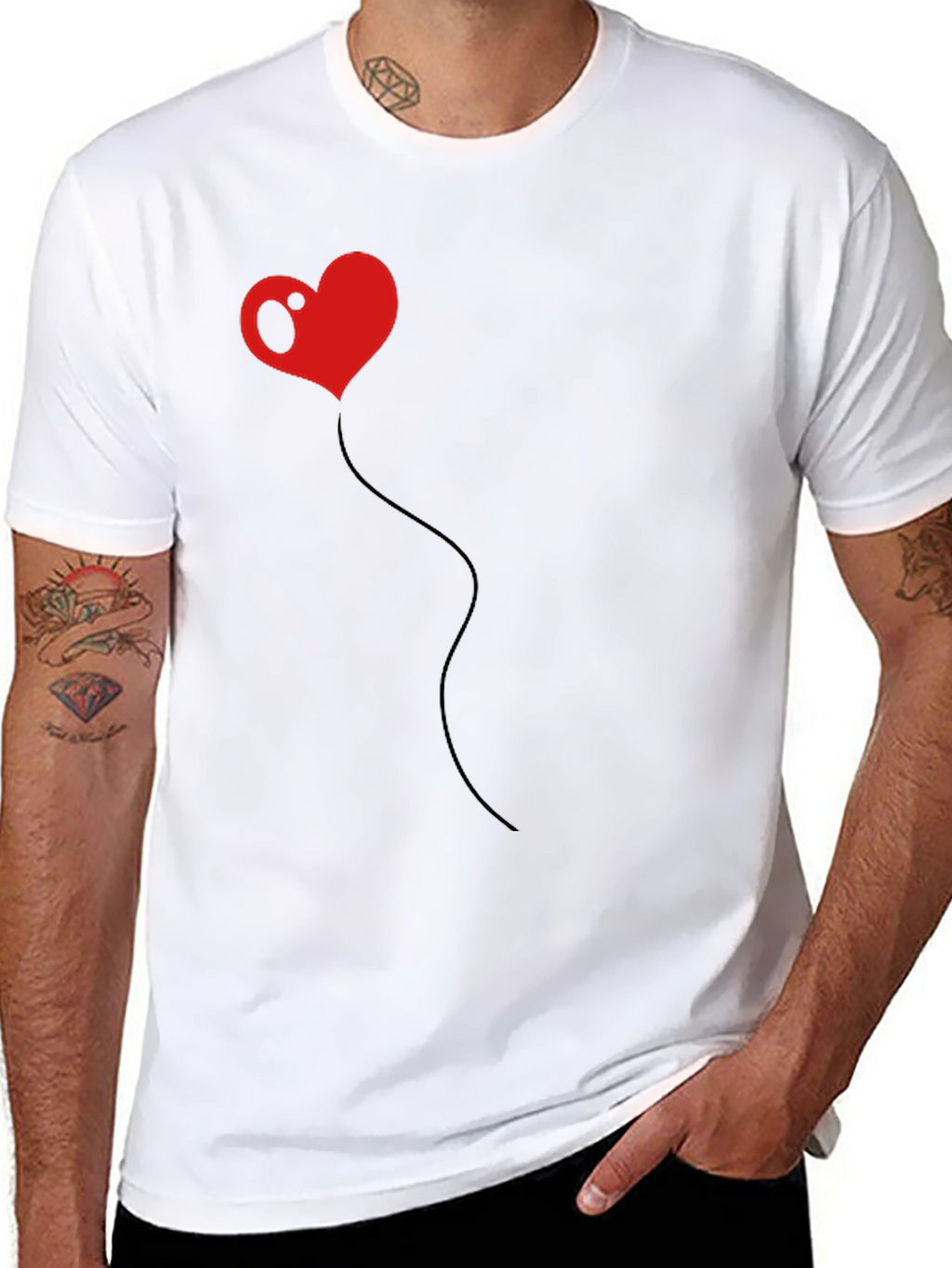 Heart Balloon Black T-Shirt - Unique Design
