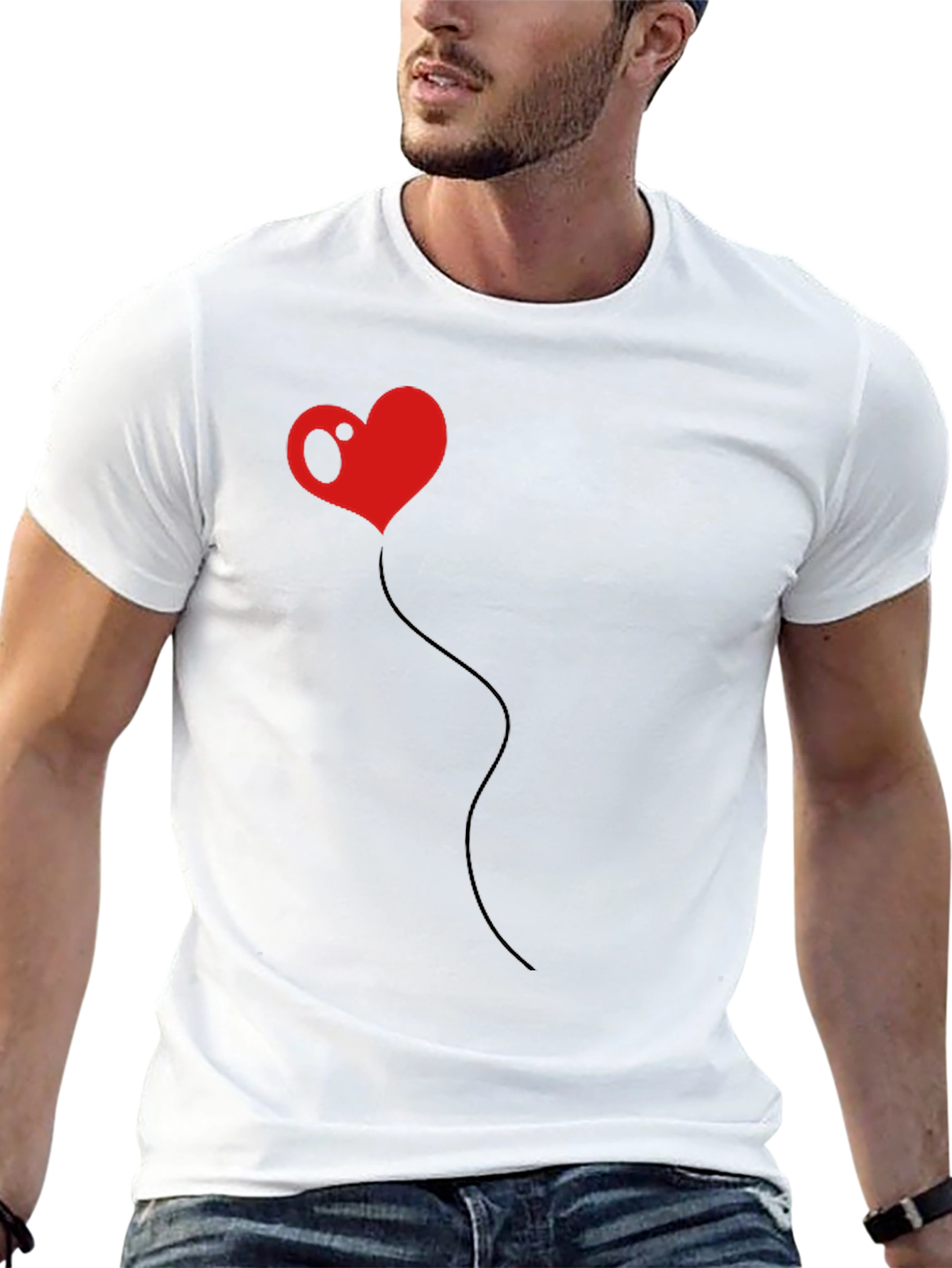 Heart Balloon Black T-Shirt - Unique Design