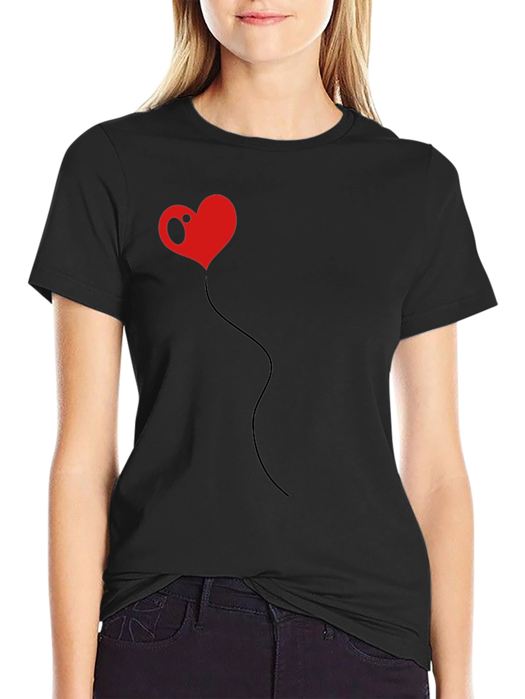 Heart Balloon Black T-Shirt - Unique Design