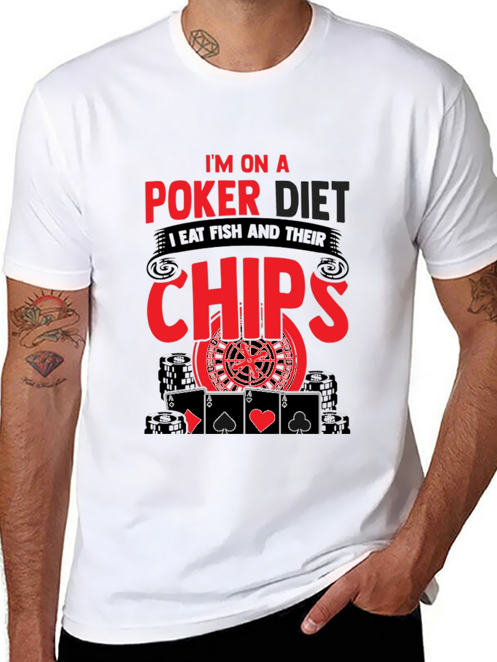 Poker Diet T-Shirt - Eat Chips Funny Poker Tee