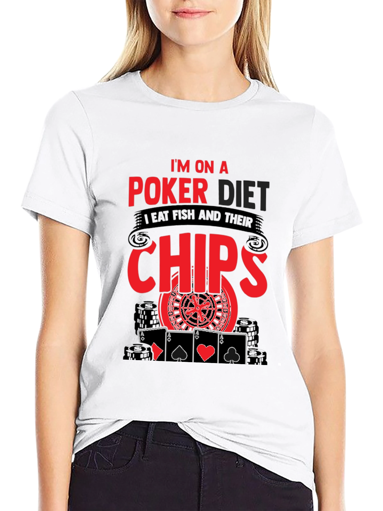 Poker Diet T-Shirt - Eat Chips Funny Poker Tee