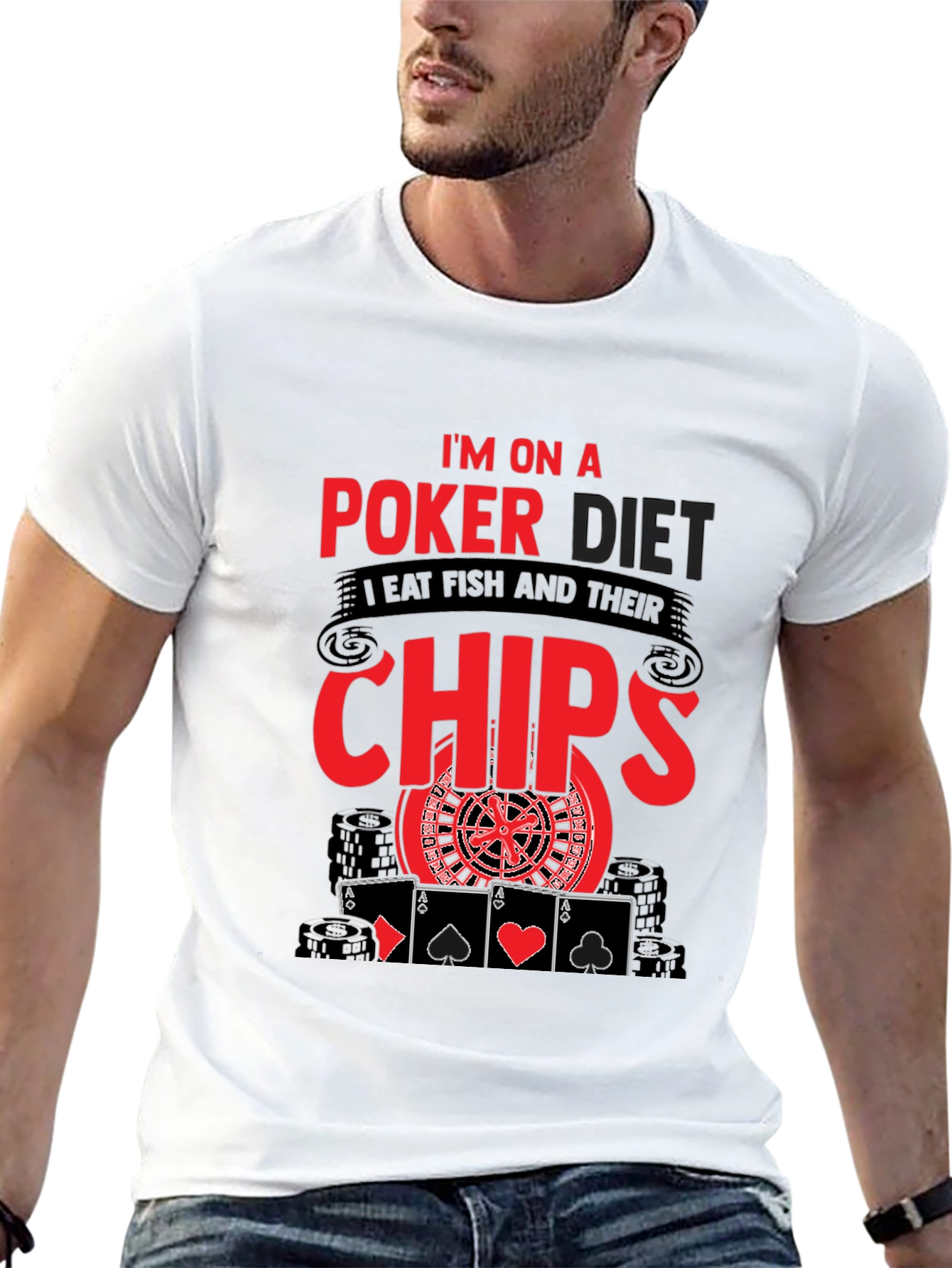 Poker Diet T-Shirt - Eat Chips Funny Poker Tee