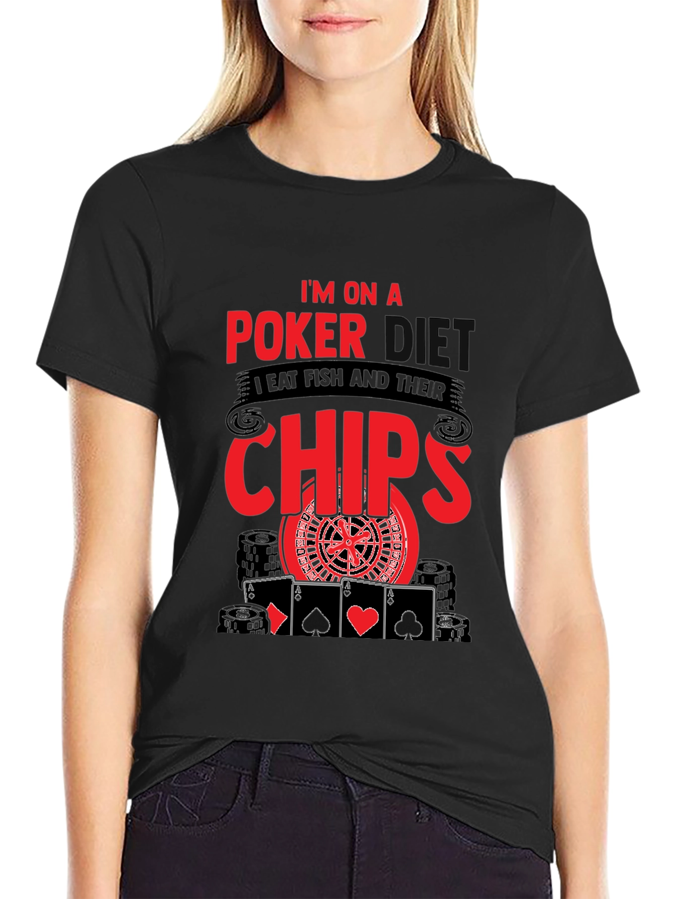 Poker Diet T-Shirt - Eat Chips Funny Poker Tee
