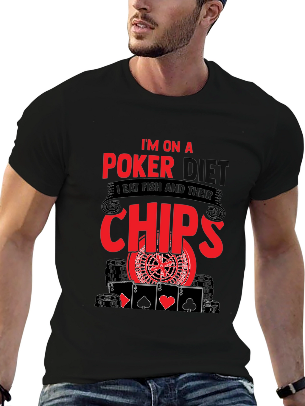 Poker Diet T-Shirt - Eat Chips Funny Poker Tee