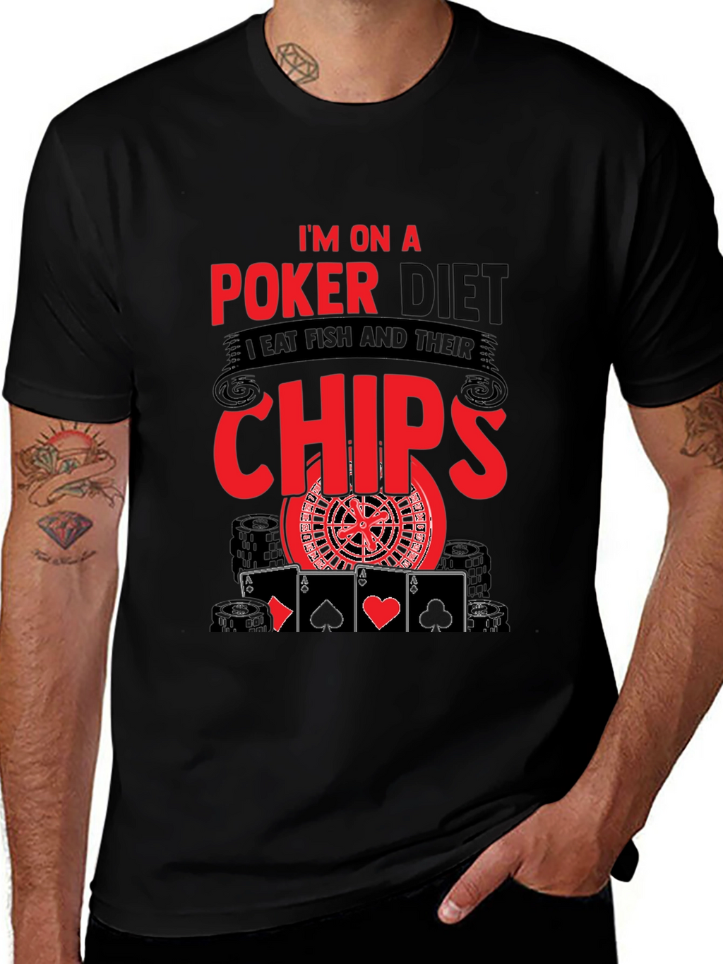 Poker Diet T-Shirt - Eat Chips Funny Poker Tee