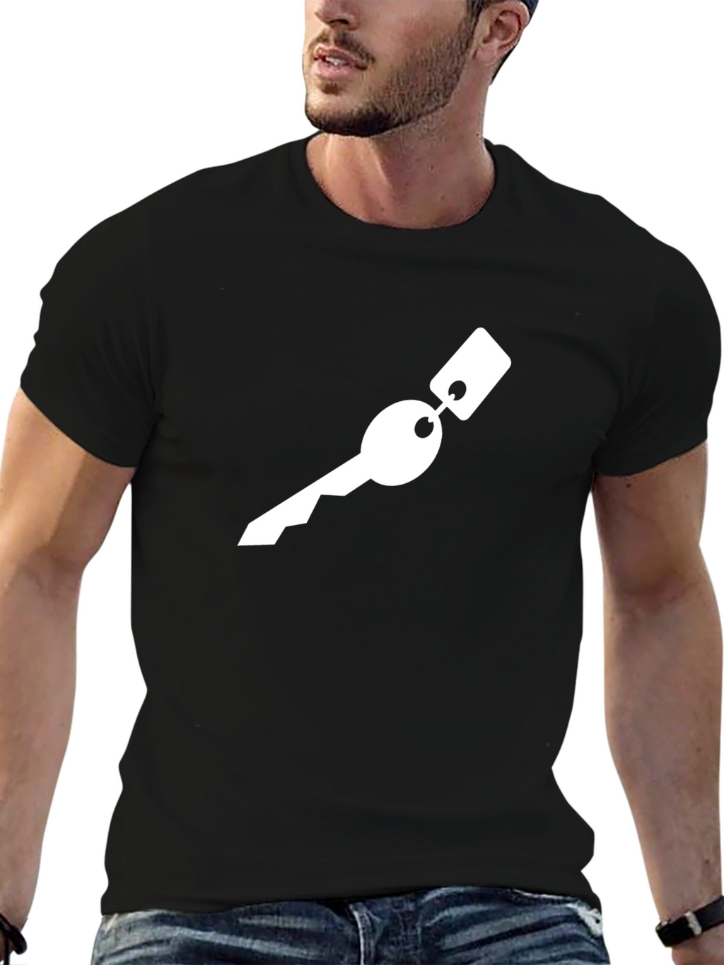 Key Graphic Tee - Black Cotton T-Shirt