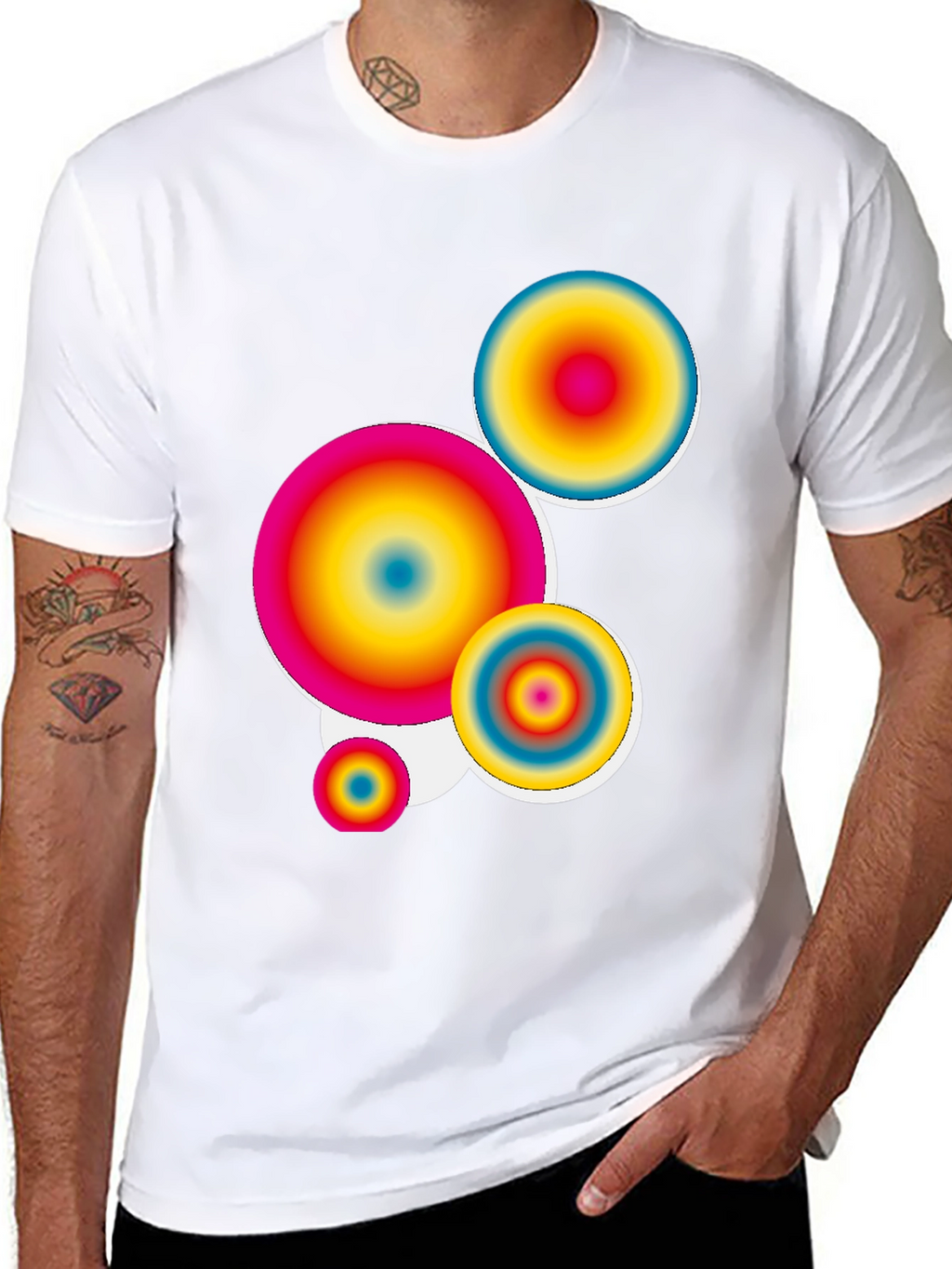 Retro Circles Graphic Tee - Black