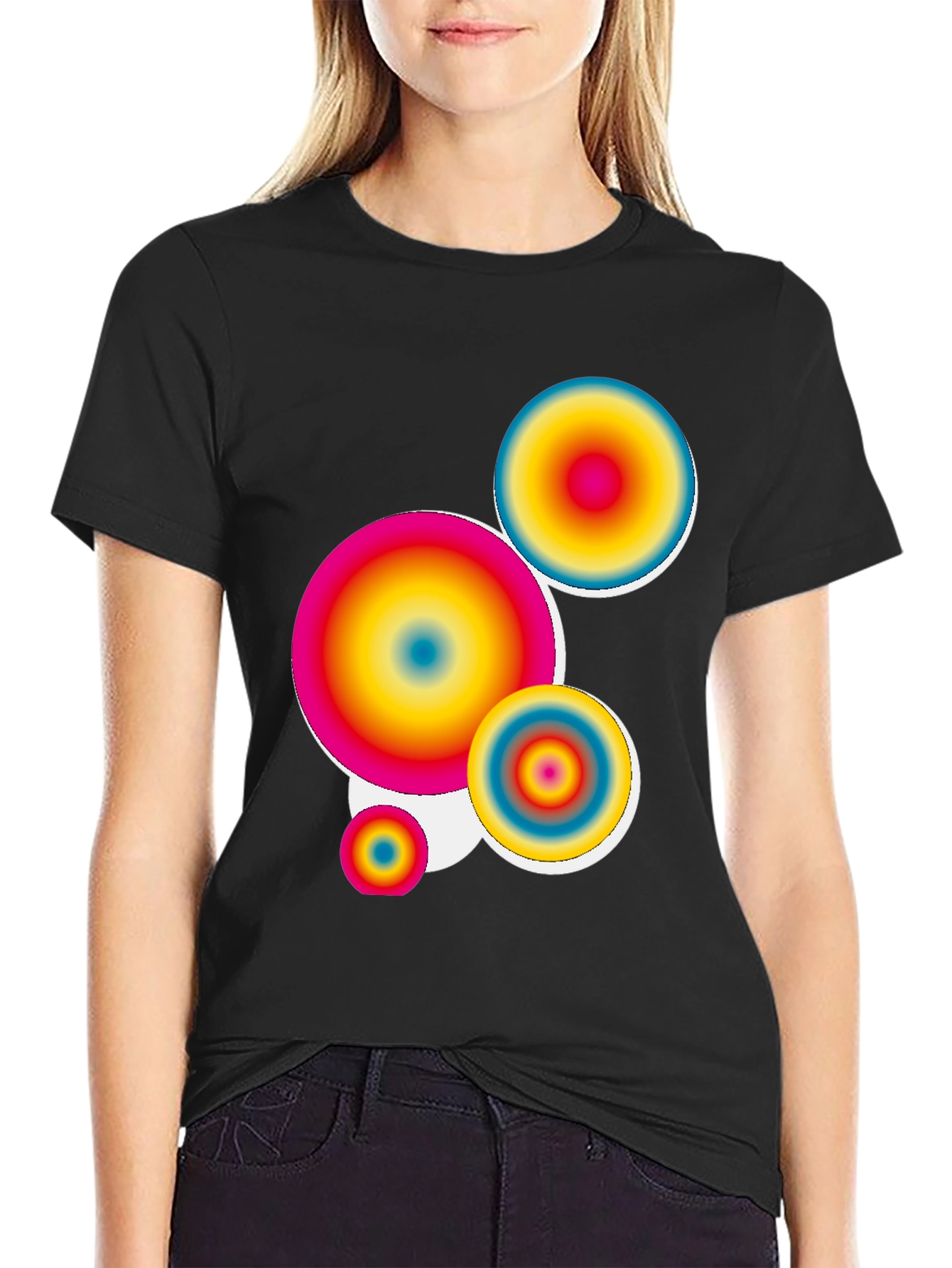 Retro Circles Graphic Tee - Black