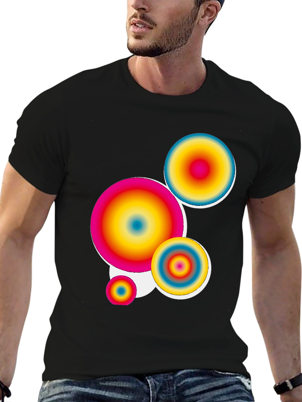 Retro Circles Graphic Tee - Black