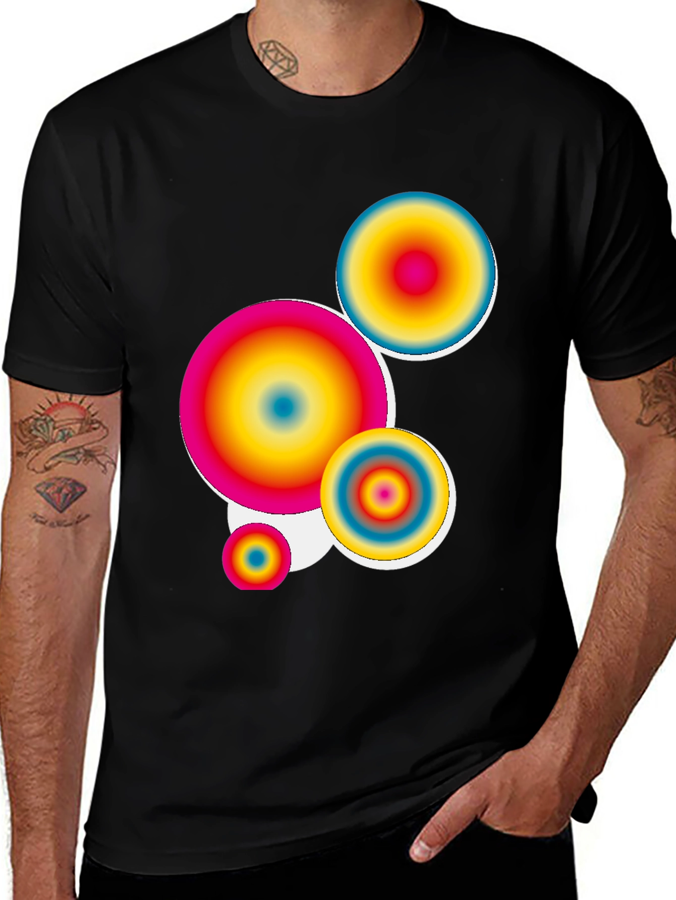 Retro Circles Graphic Tee - Black