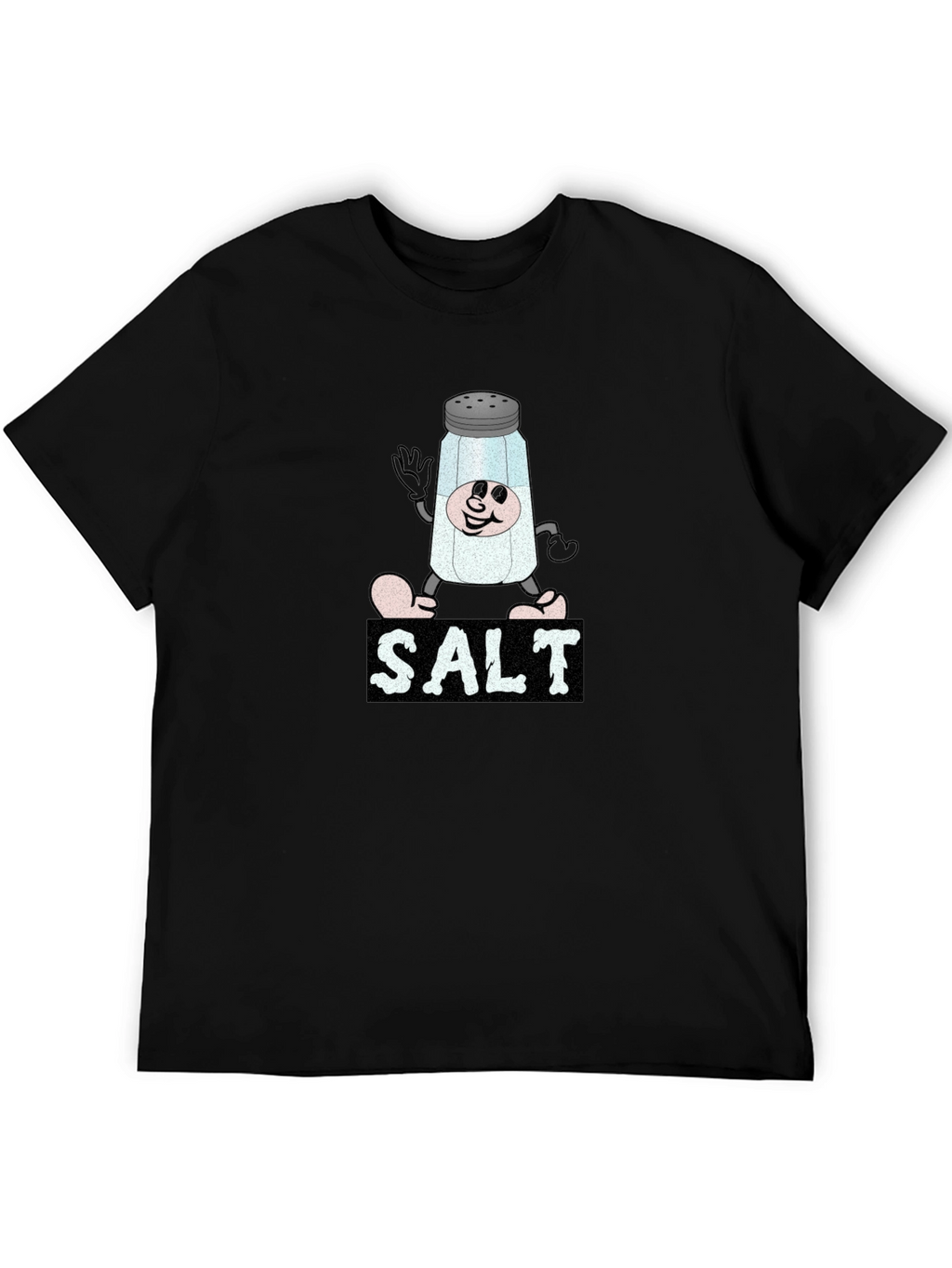 Cartoon Salt Shaker Black T-Shirt