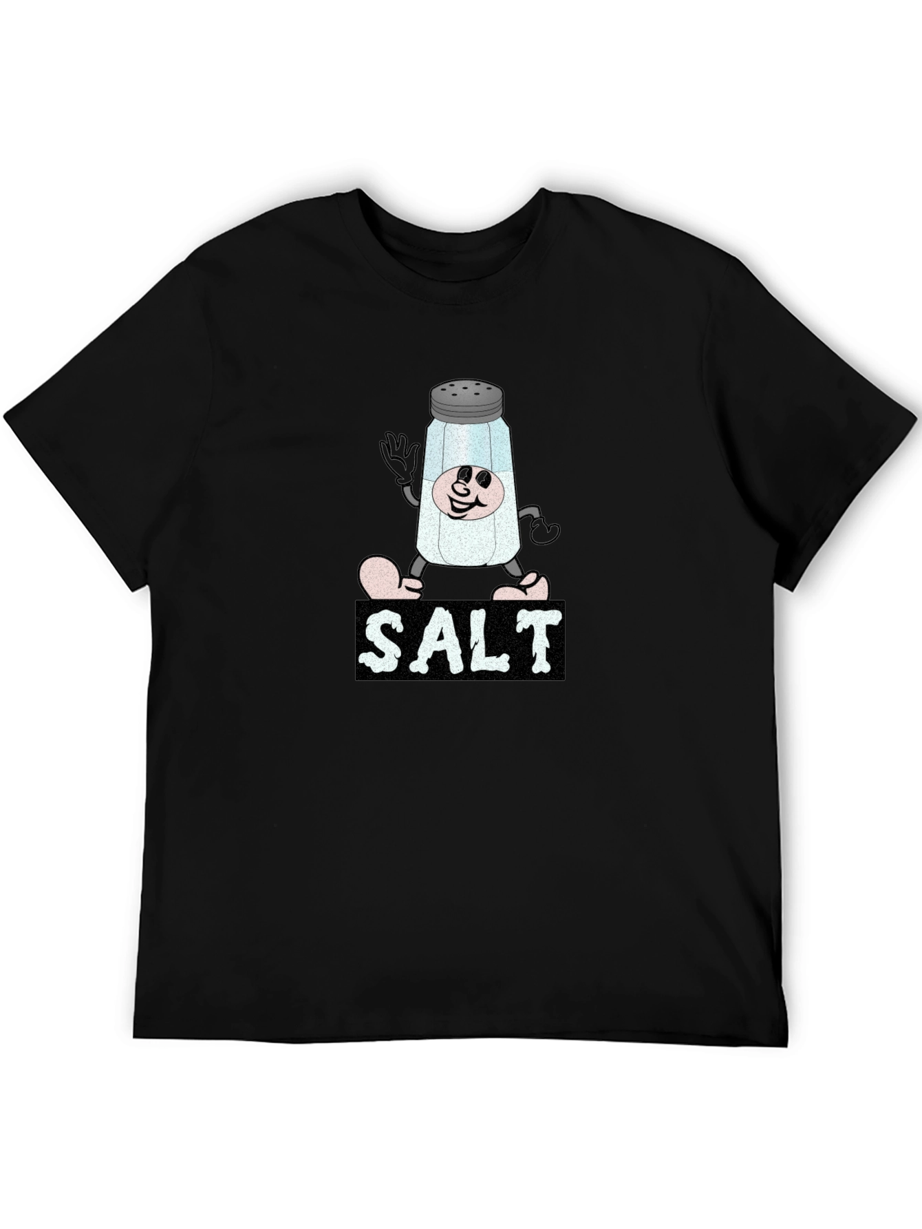 Cartoon Salt Shaker Black T-Shirt