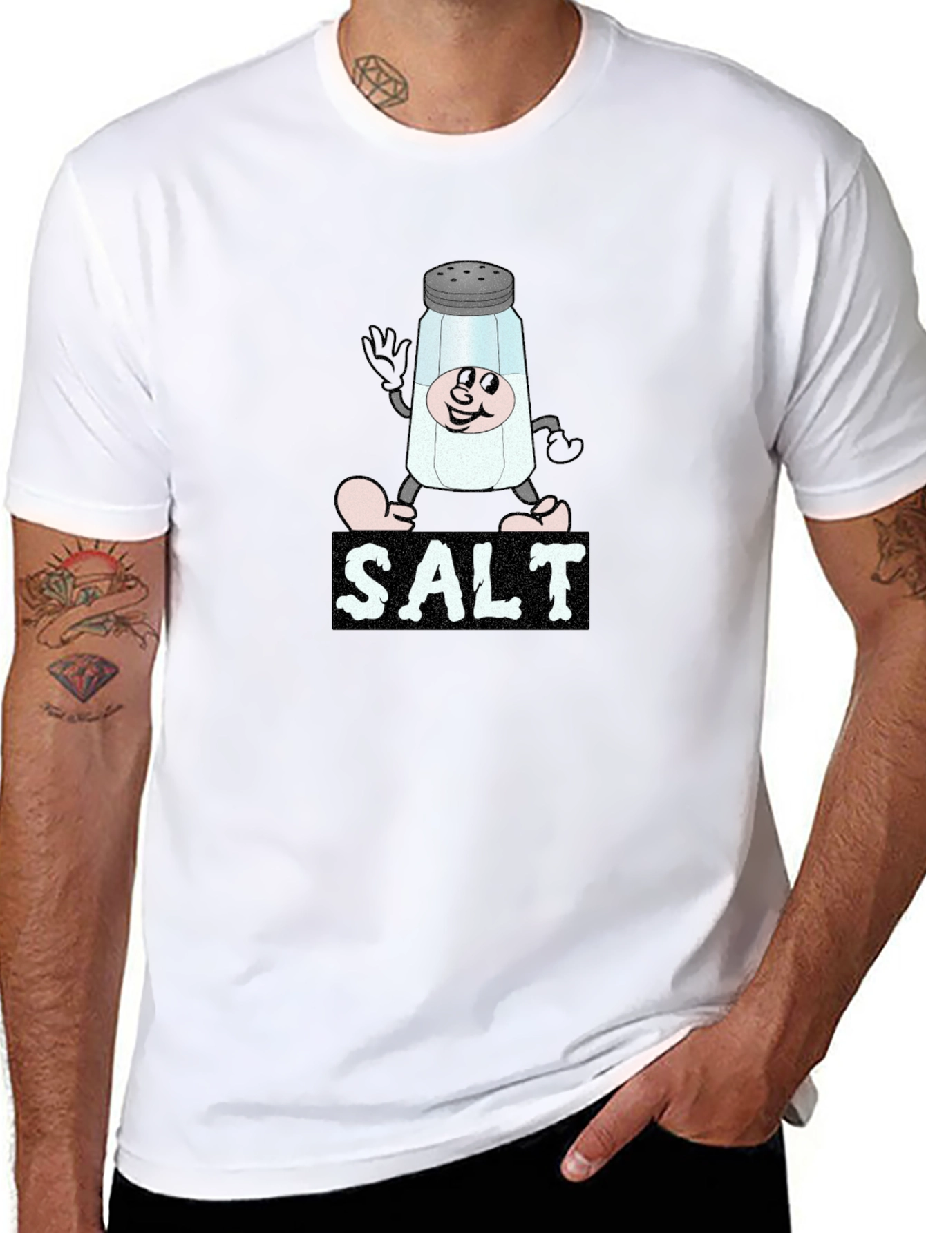 Cartoon Salt Shaker Black T-Shirt