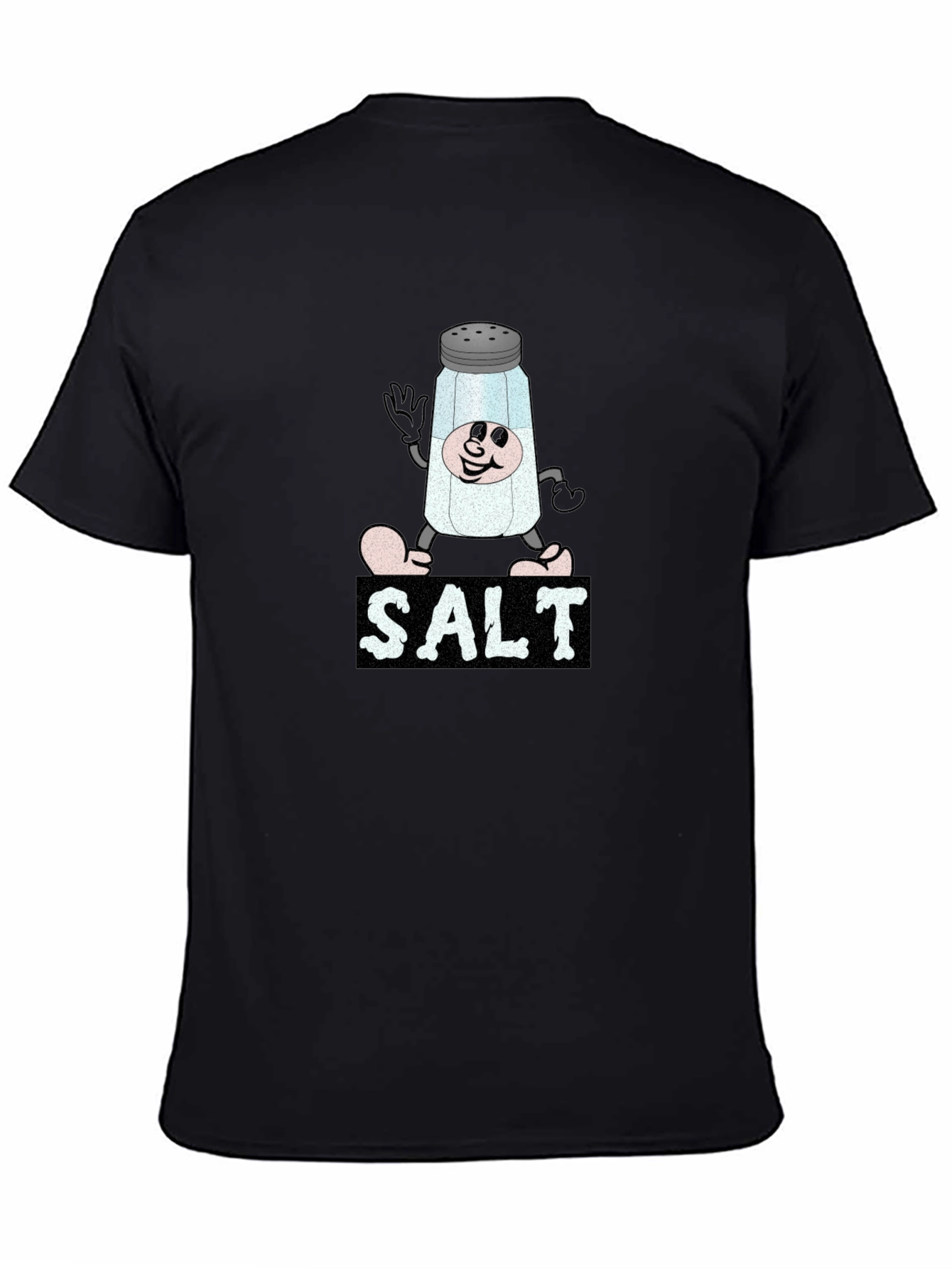 Cartoon Salt Shaker Black T-Shirt