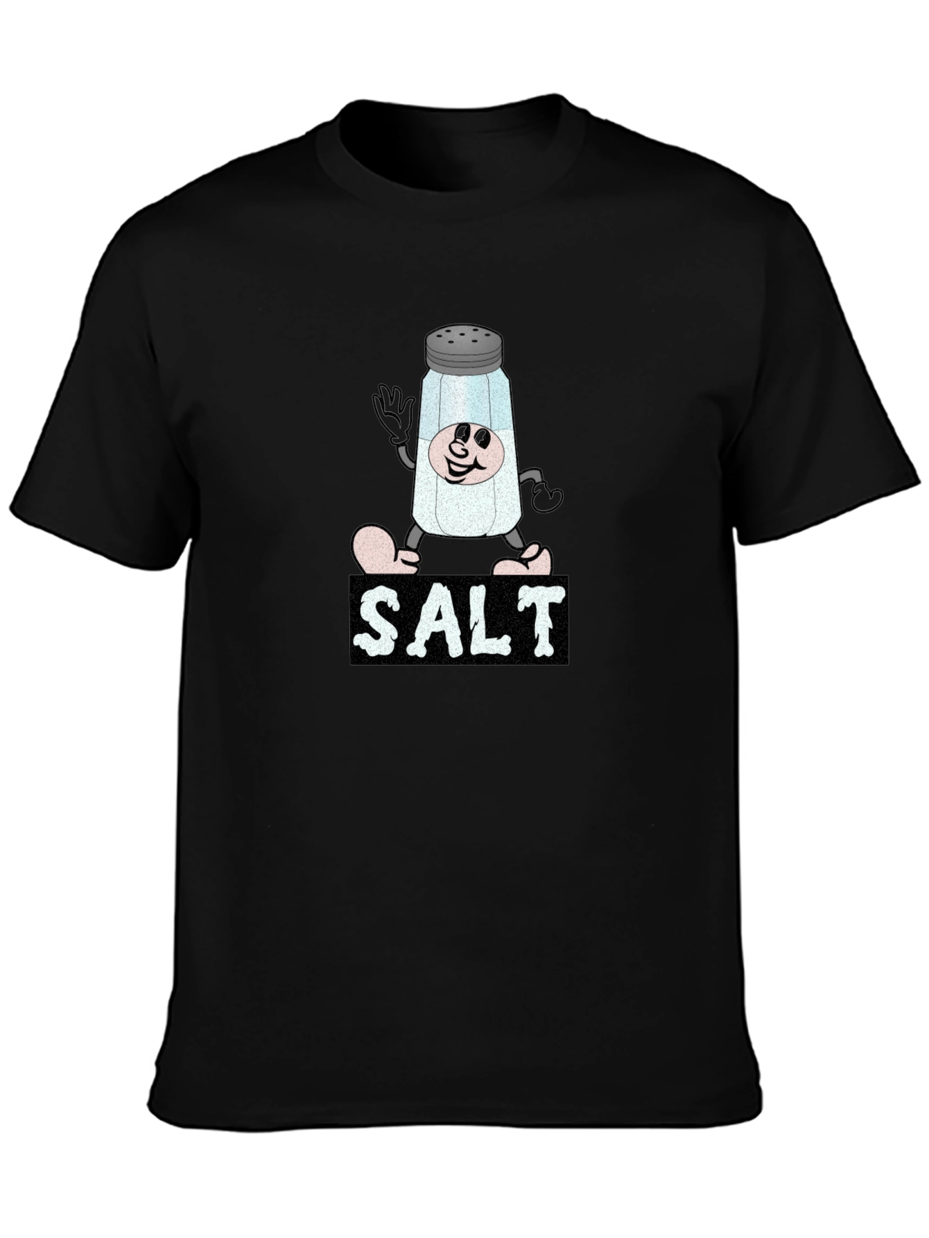 Cartoon Salt Shaker Black T-Shirt