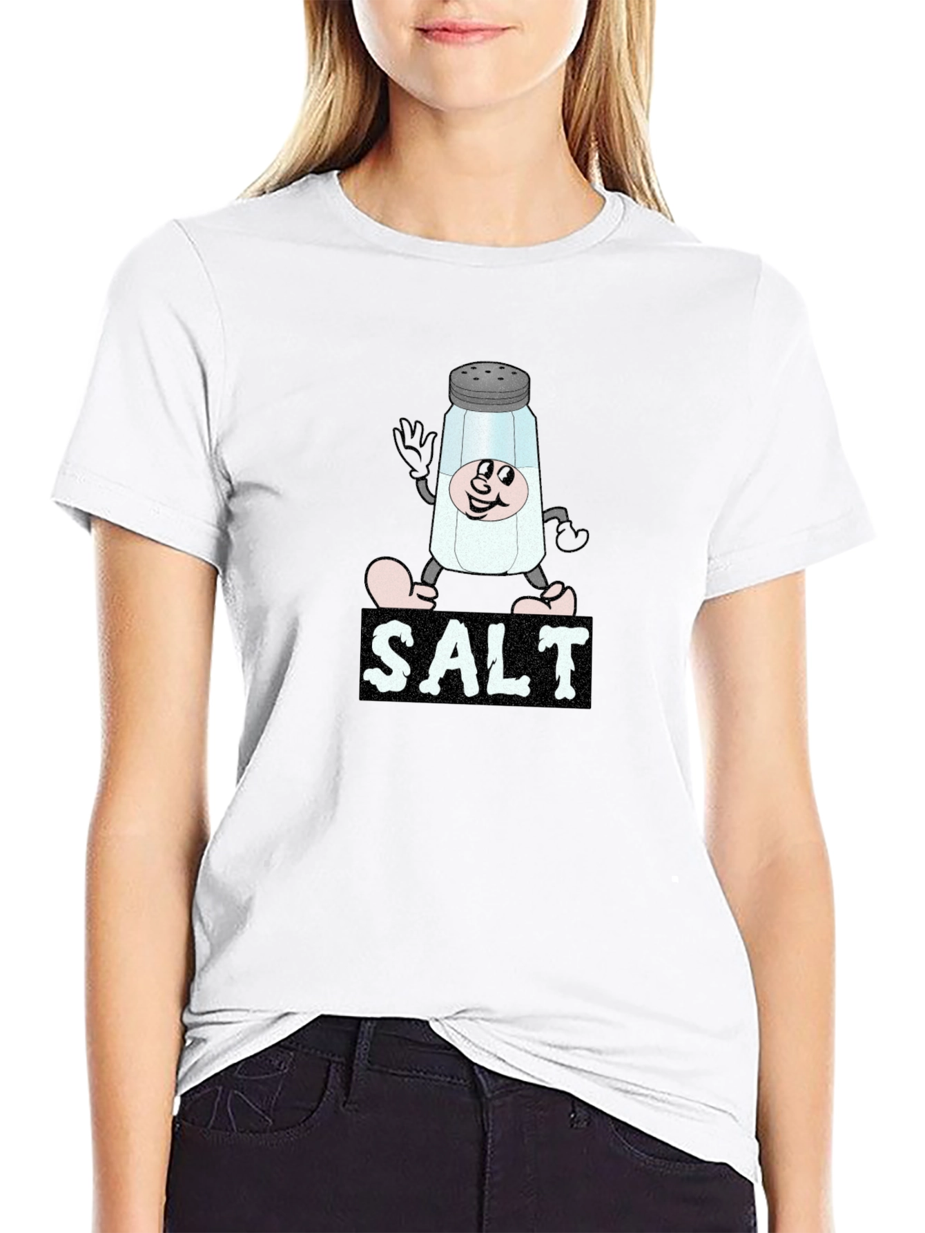 Cartoon Salt Shaker Black T-Shirt