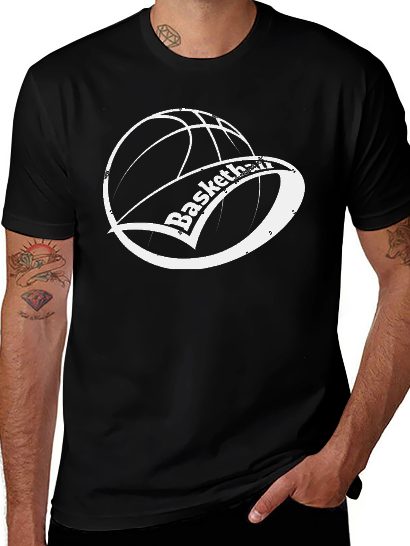 Basketball Graphic Tee - Black Cotton Shirt