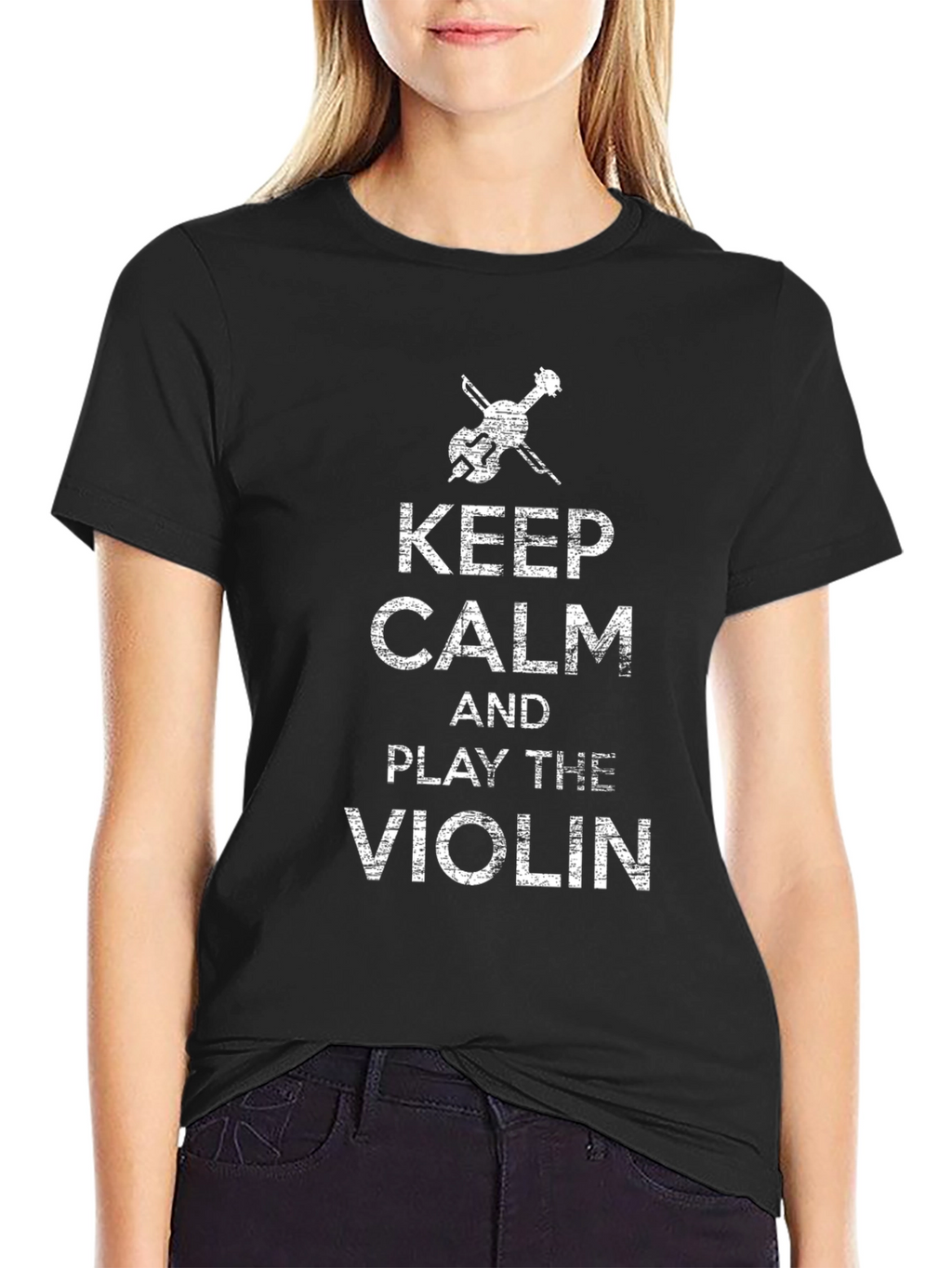 Keep Calm & Play the Violin Black Graphic Tee