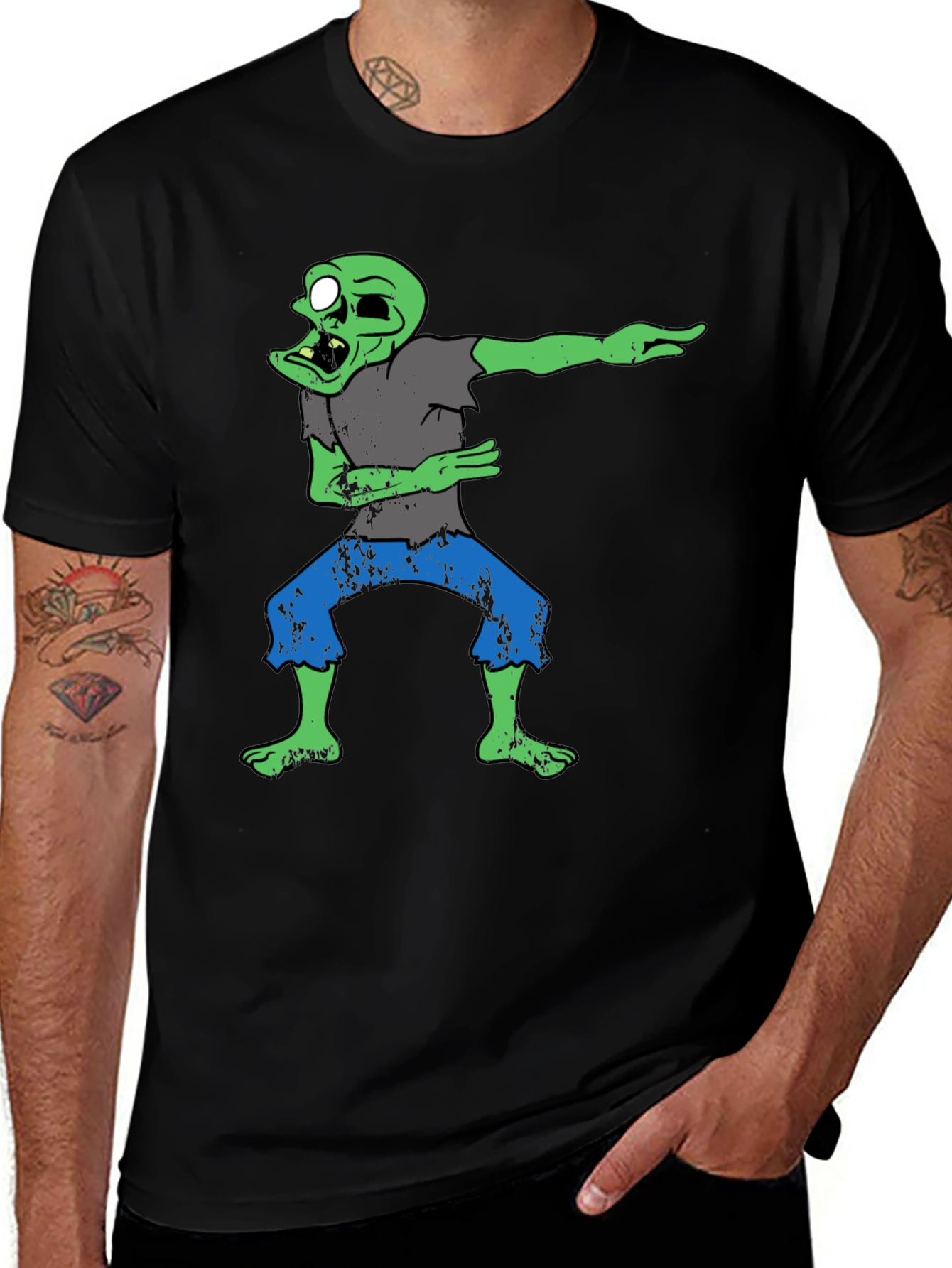 Dabbing Zombie Graphic T-Shirt - Black