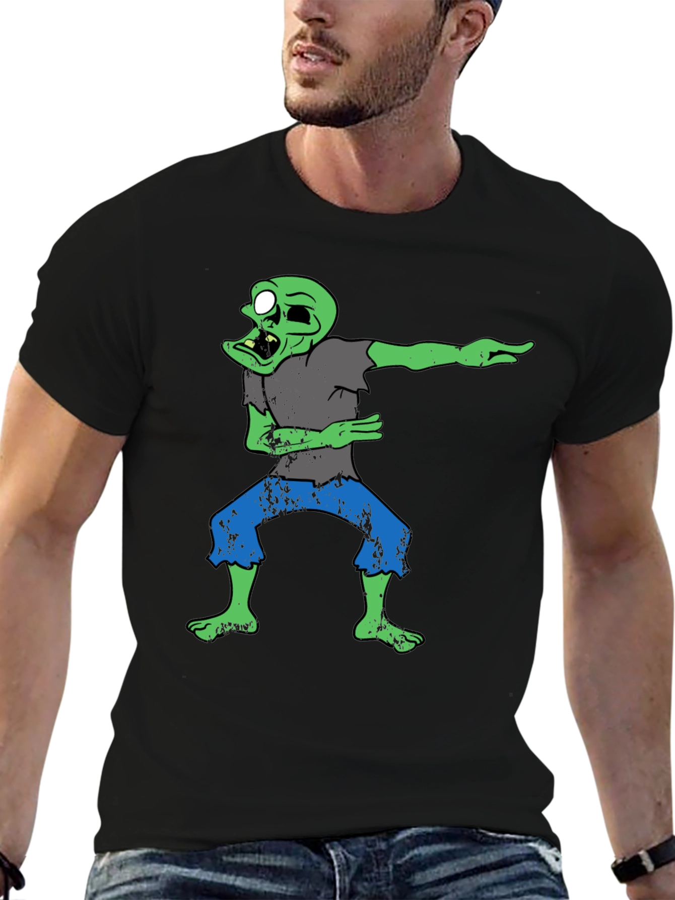 Dabbing Zombie Graphic T-Shirt - Black