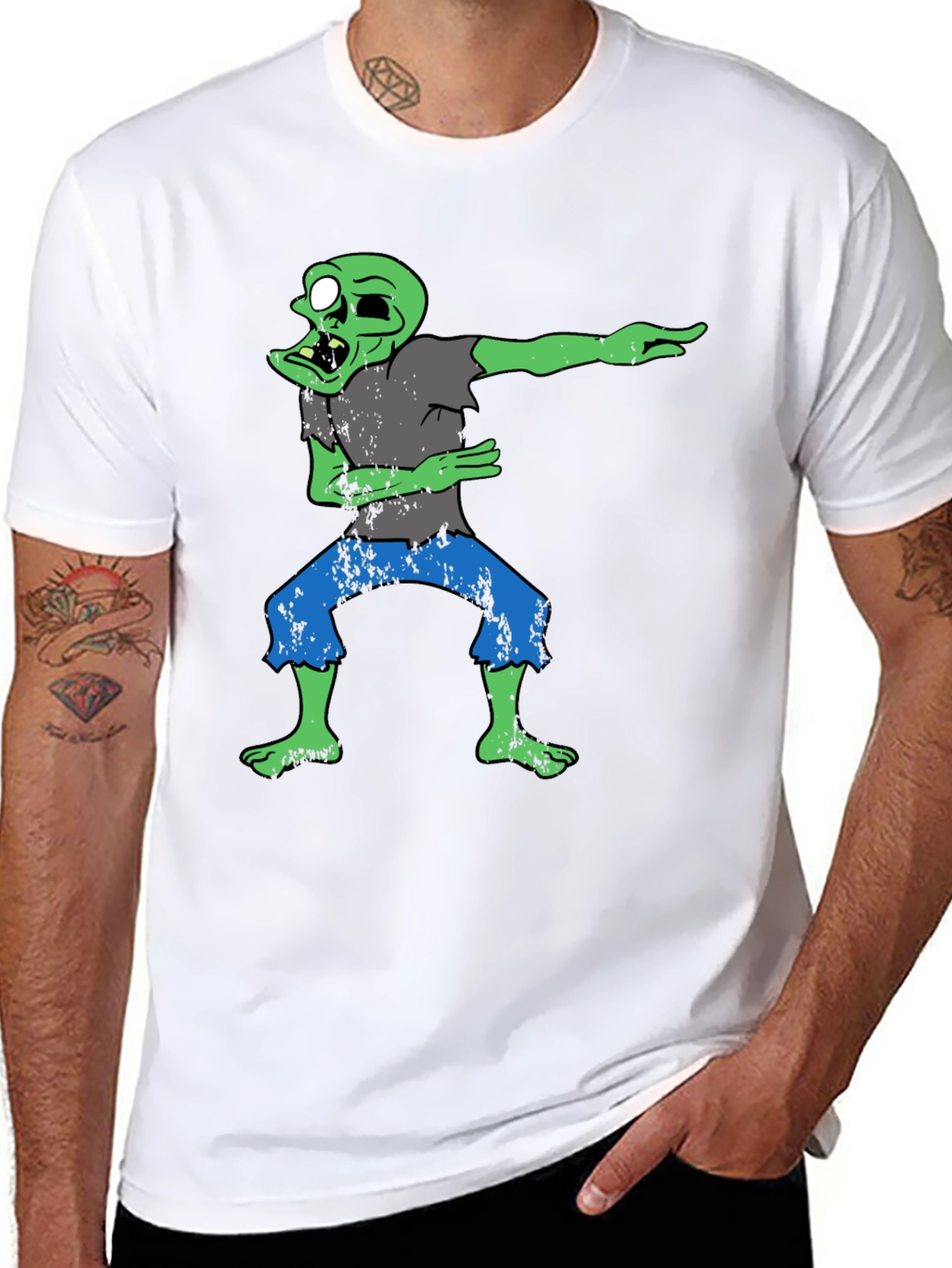 Dabbing Zombie Graphic T-Shirt - Black