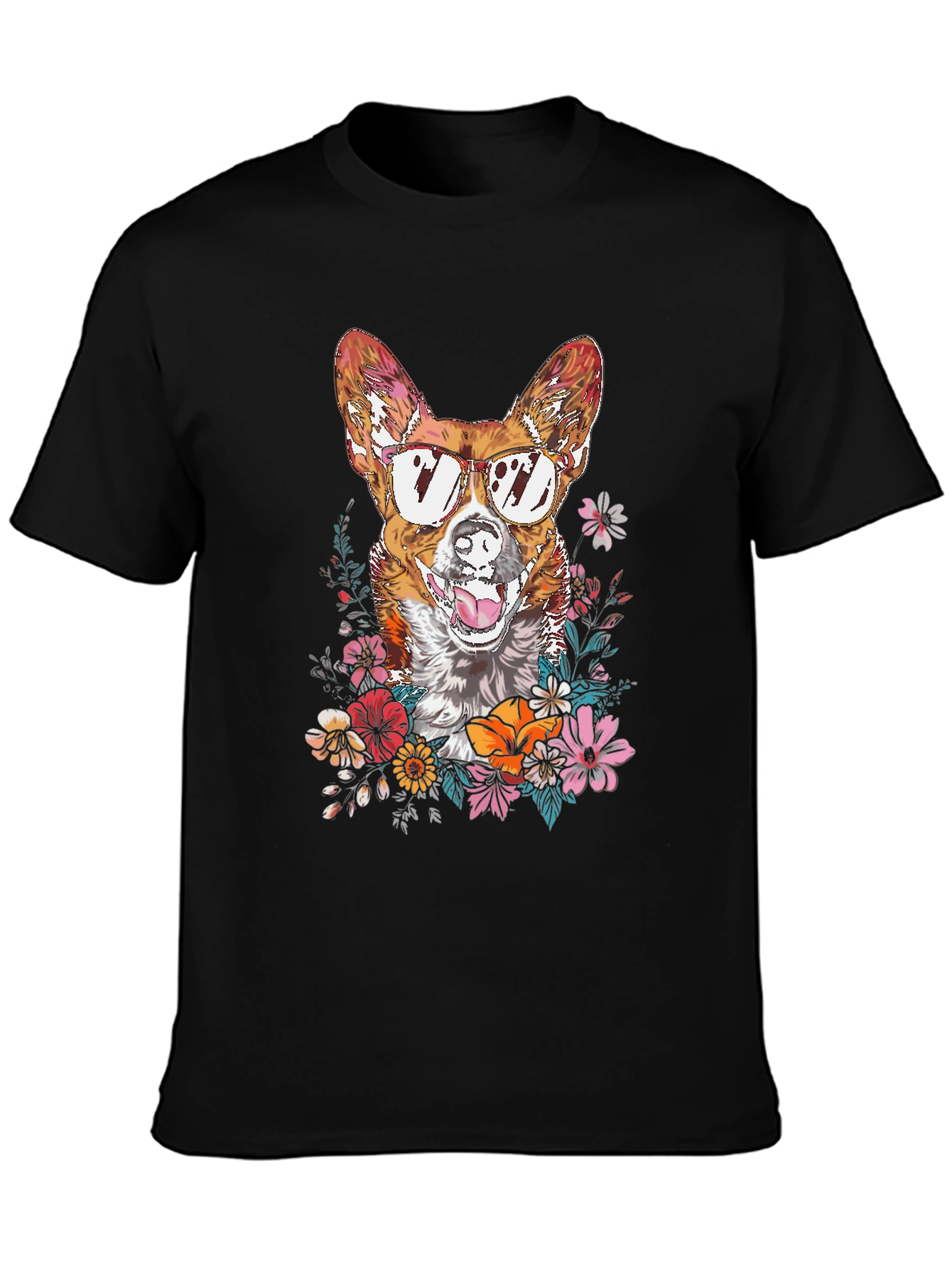 Cool Corgi Floral T-Shirt