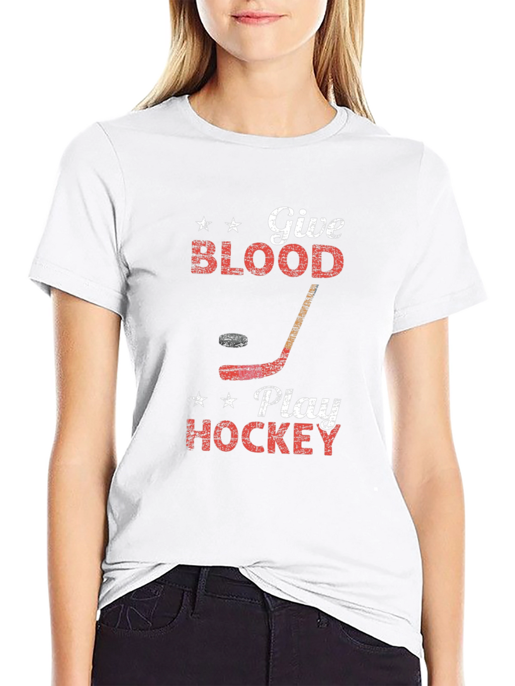 Give Blood Play Hockey Graphic T-Shirt